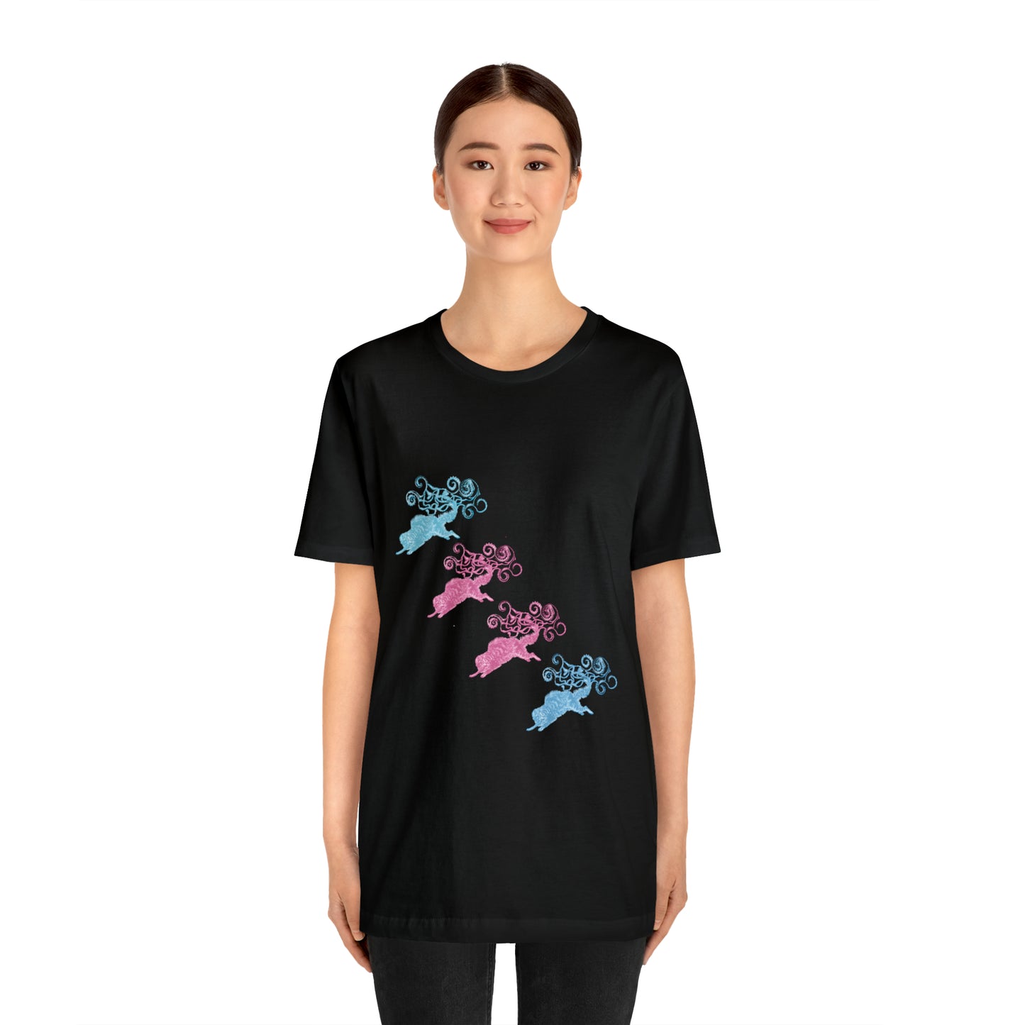 Pink & Blue Cat's Tail's Art Unisex Jersey Short Sleeve Tee