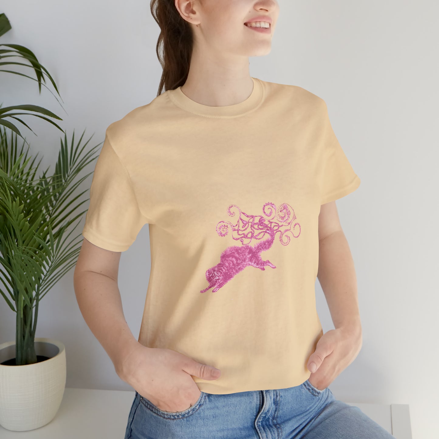 Pink Cat's Tail Art Unisex Jersey Short Sleeve Tee