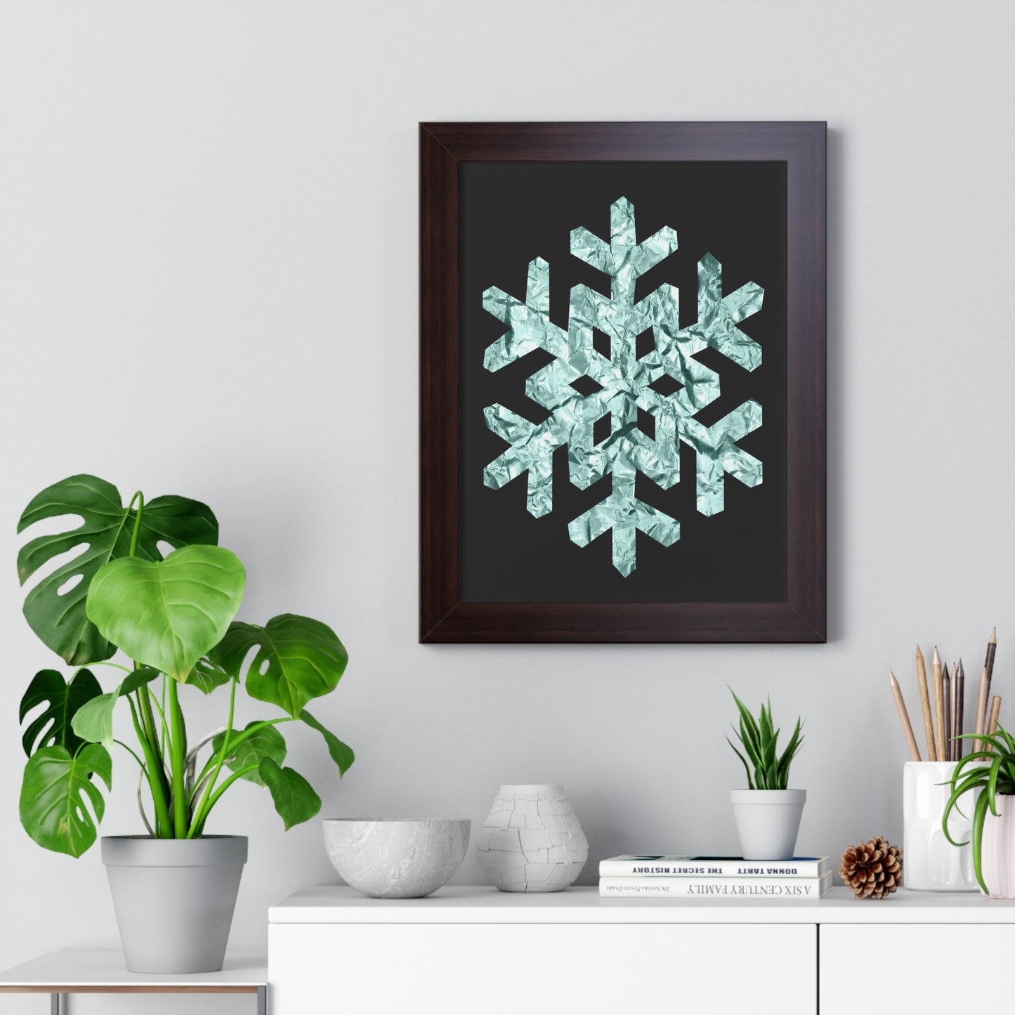 Snowflake Foil Art Framed Vertical Poster