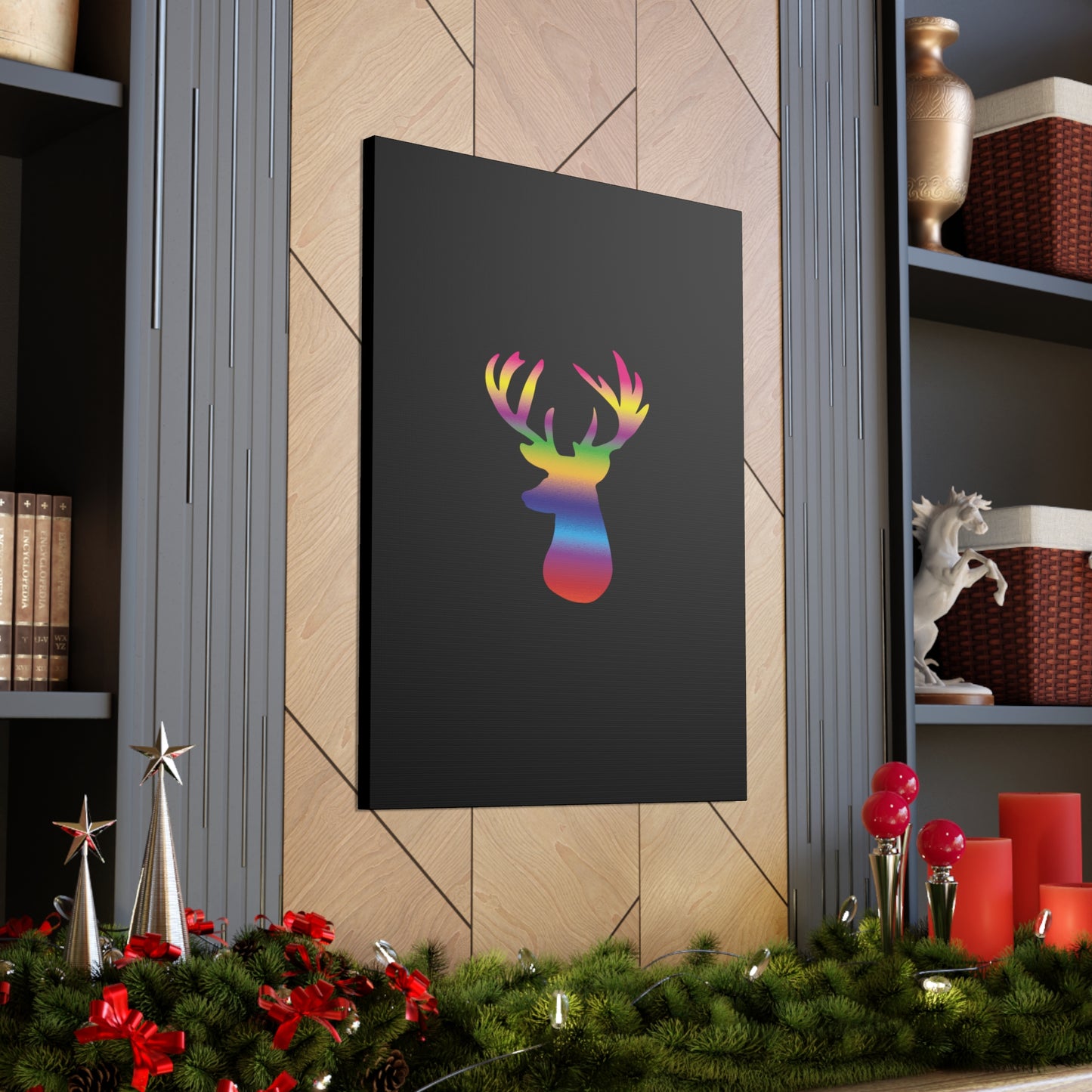 Rainbow Stag Head Canvas Gallery Wraps