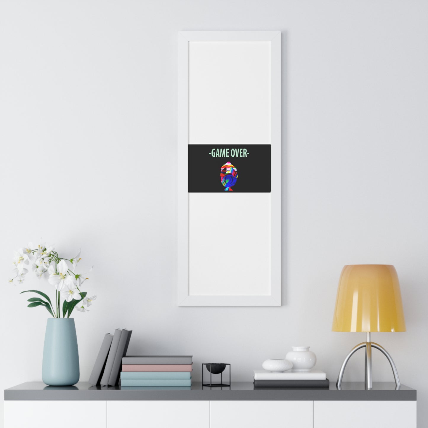 The Penguinies Original - Retro Game Over First Game App Framed Vertical Poster