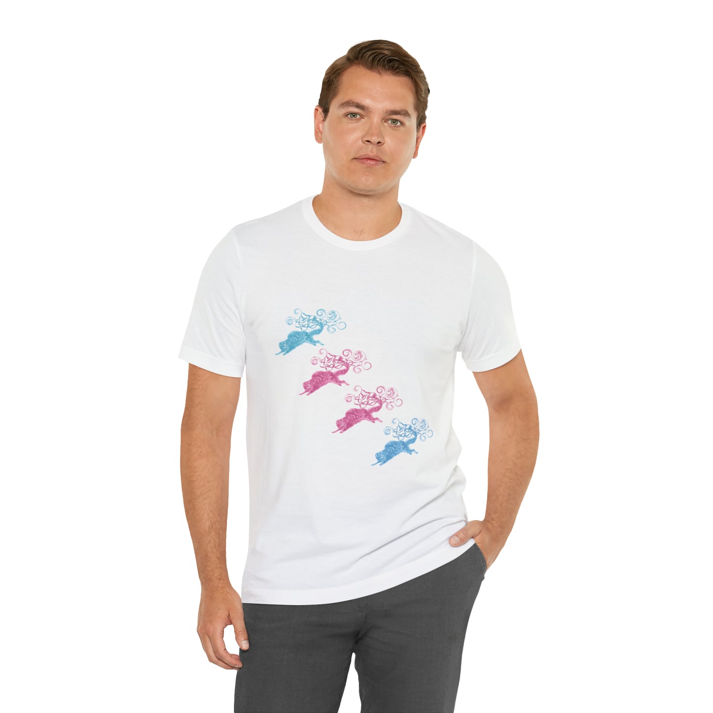 Pink & Blue Cat's Tail's Art Unisex Jersey Short Sleeve Tee