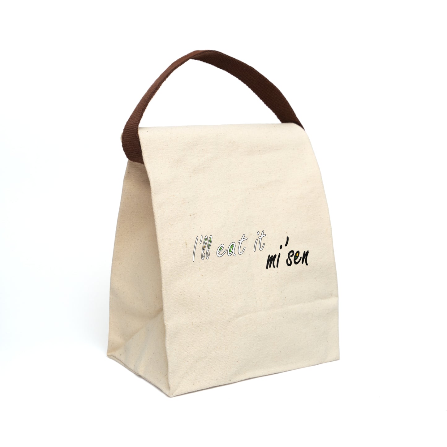 I'll eat it mi' sen Sheffield Dialect, Typography Art Canvas Lunch Bag With Strap