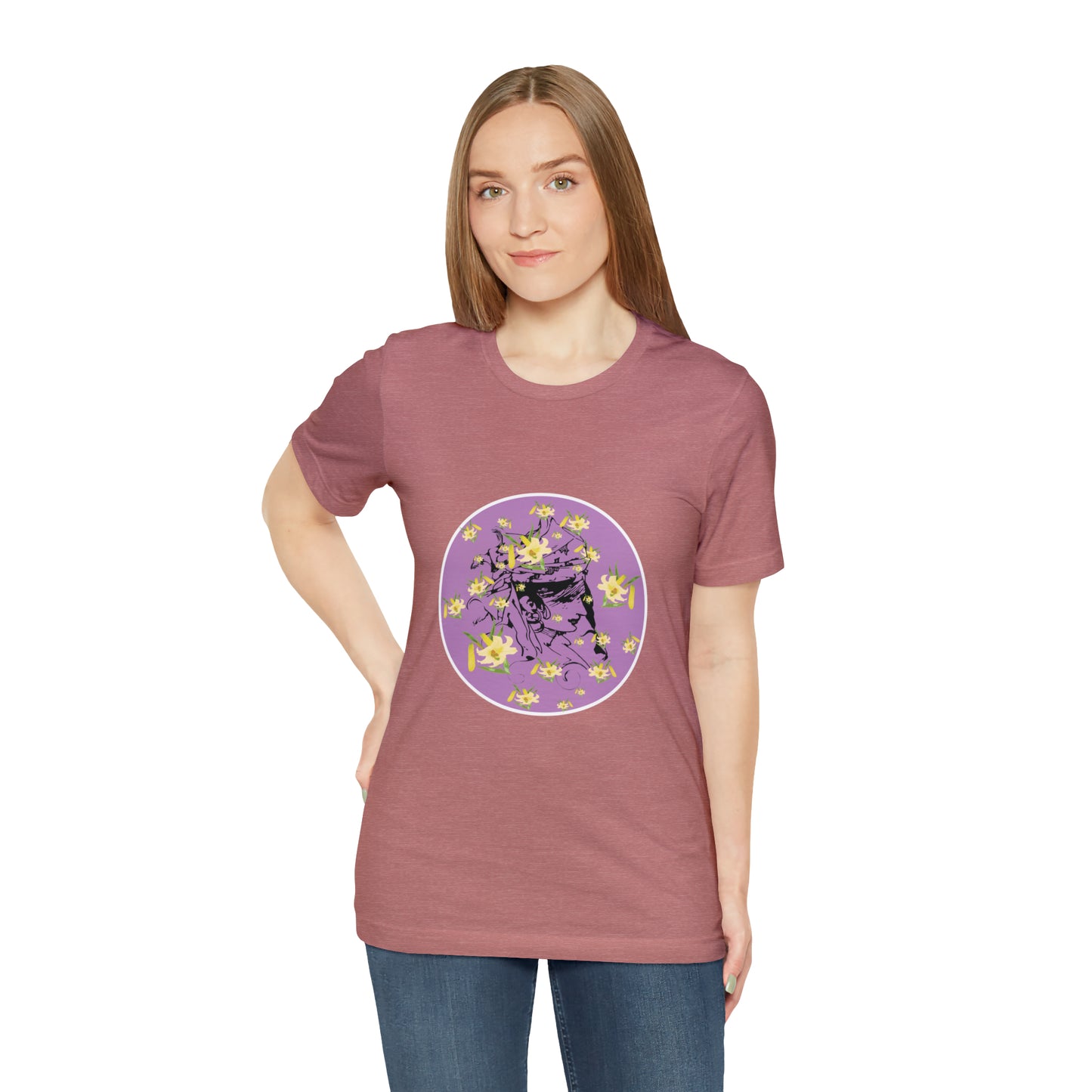 Purple Daffodil Woman Art Unisex Jersey Short Sleeve Tee