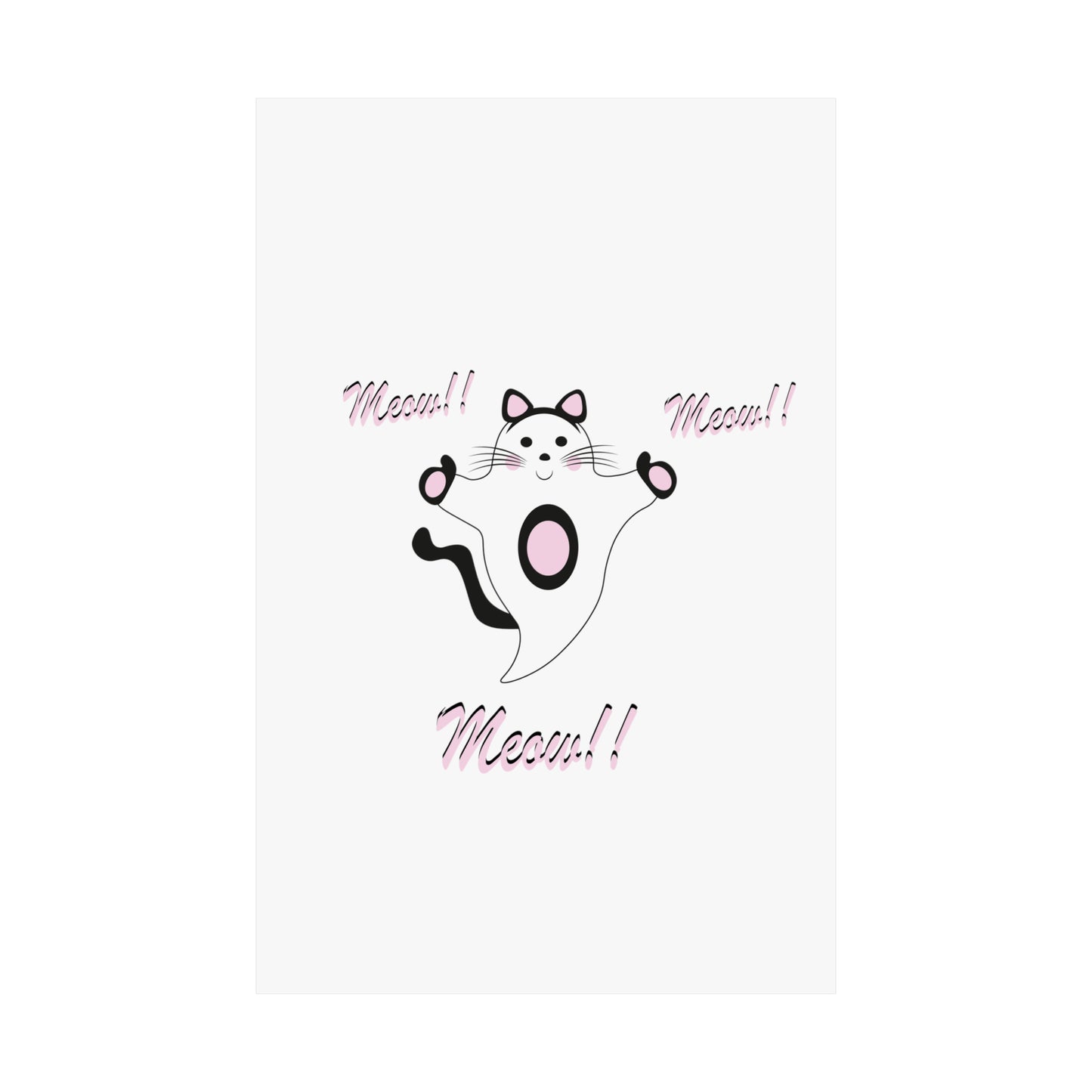 Meow Cat Ghost Halloween Matte Vertical Posters