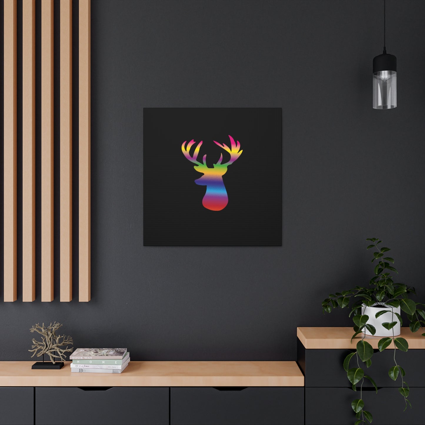 Rainbow Stag Head Canvas Gallery Wraps