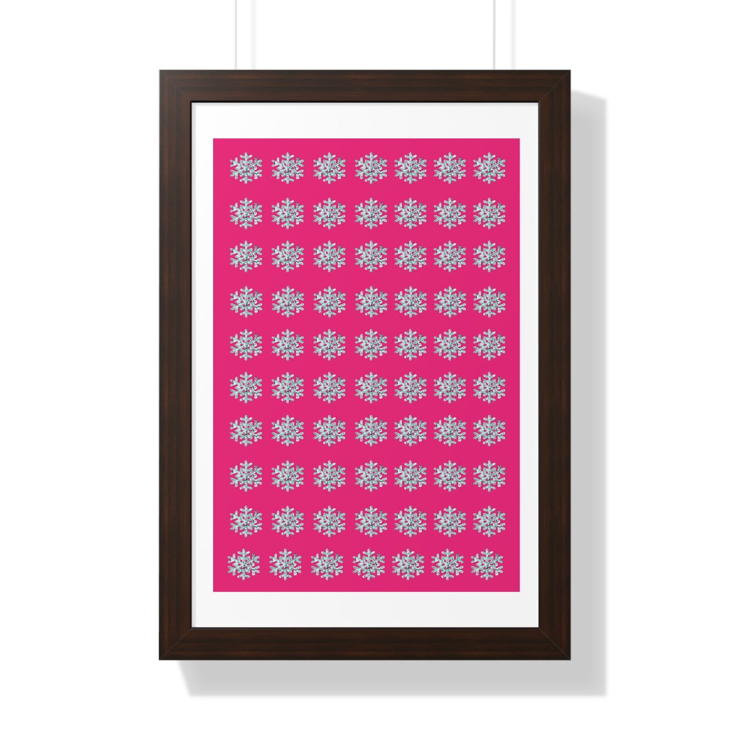 Snowflake Pattern Pink Framed Vertical Poster