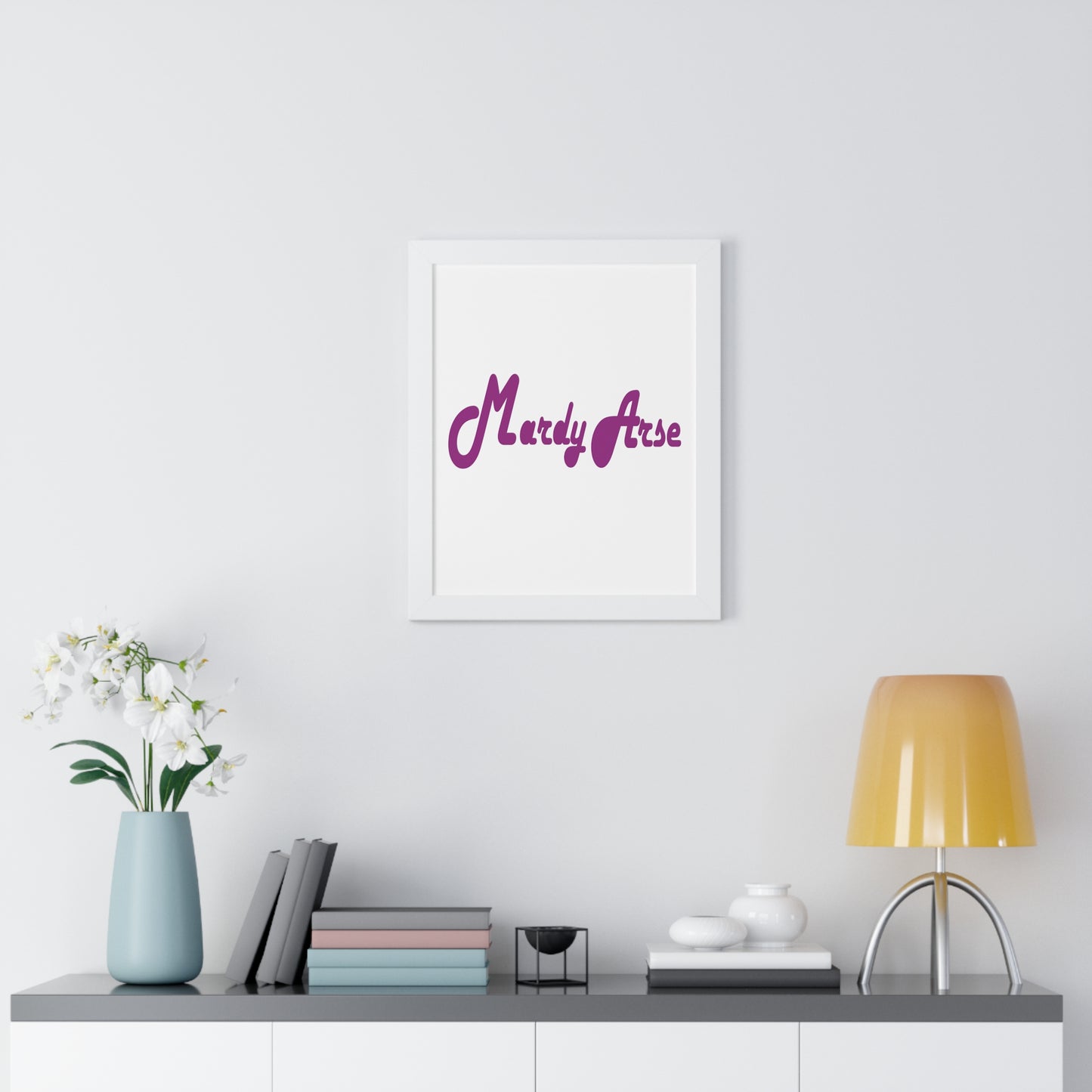 Mardy Arse, Sheffield Dialect Purple Typography Framed Vertical Poster