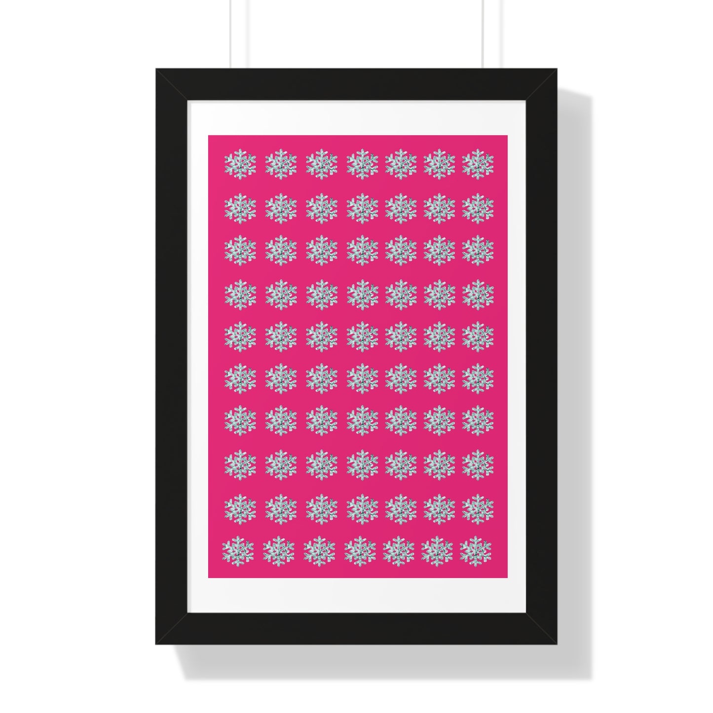 Snowflake Pattern Pink Framed Vertical Poster