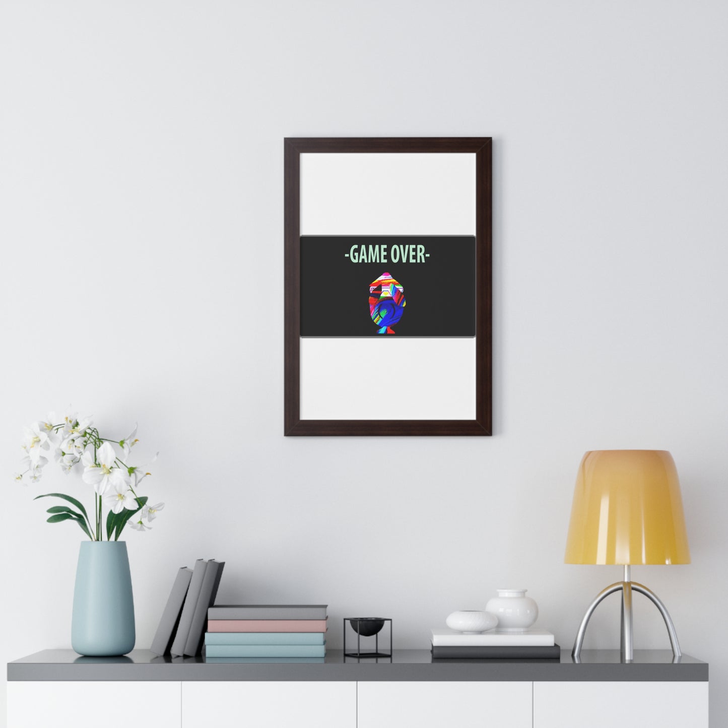 The Penguinies Original - Retro Game Over First Game App Framed Vertical Poster