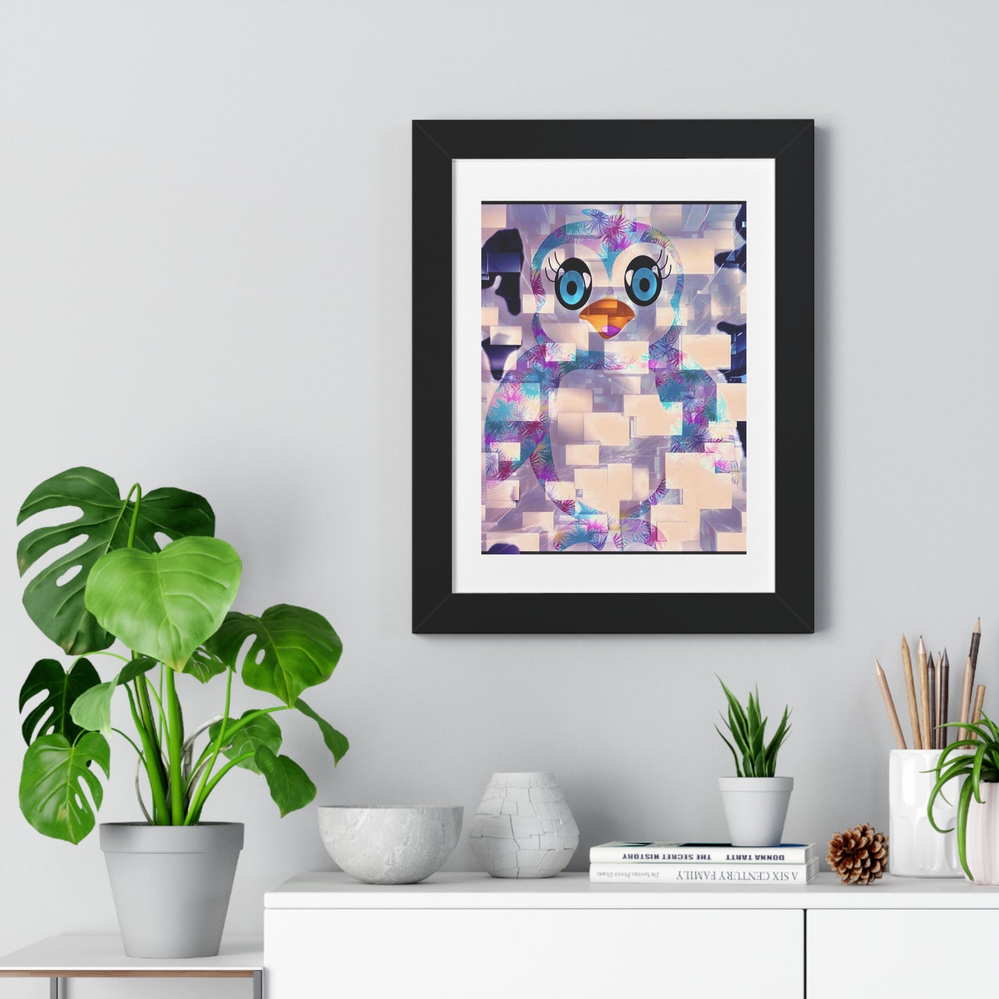 Penguinies Block Art Framed Vertical Poster