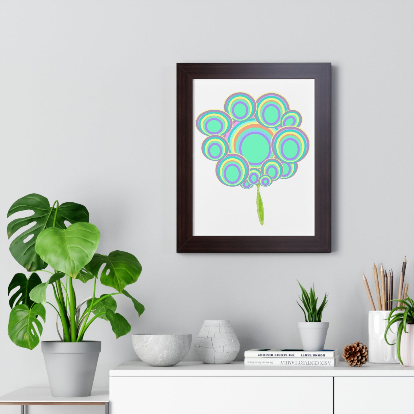 Circle Tree Art Illustration Framed Vertical Poster