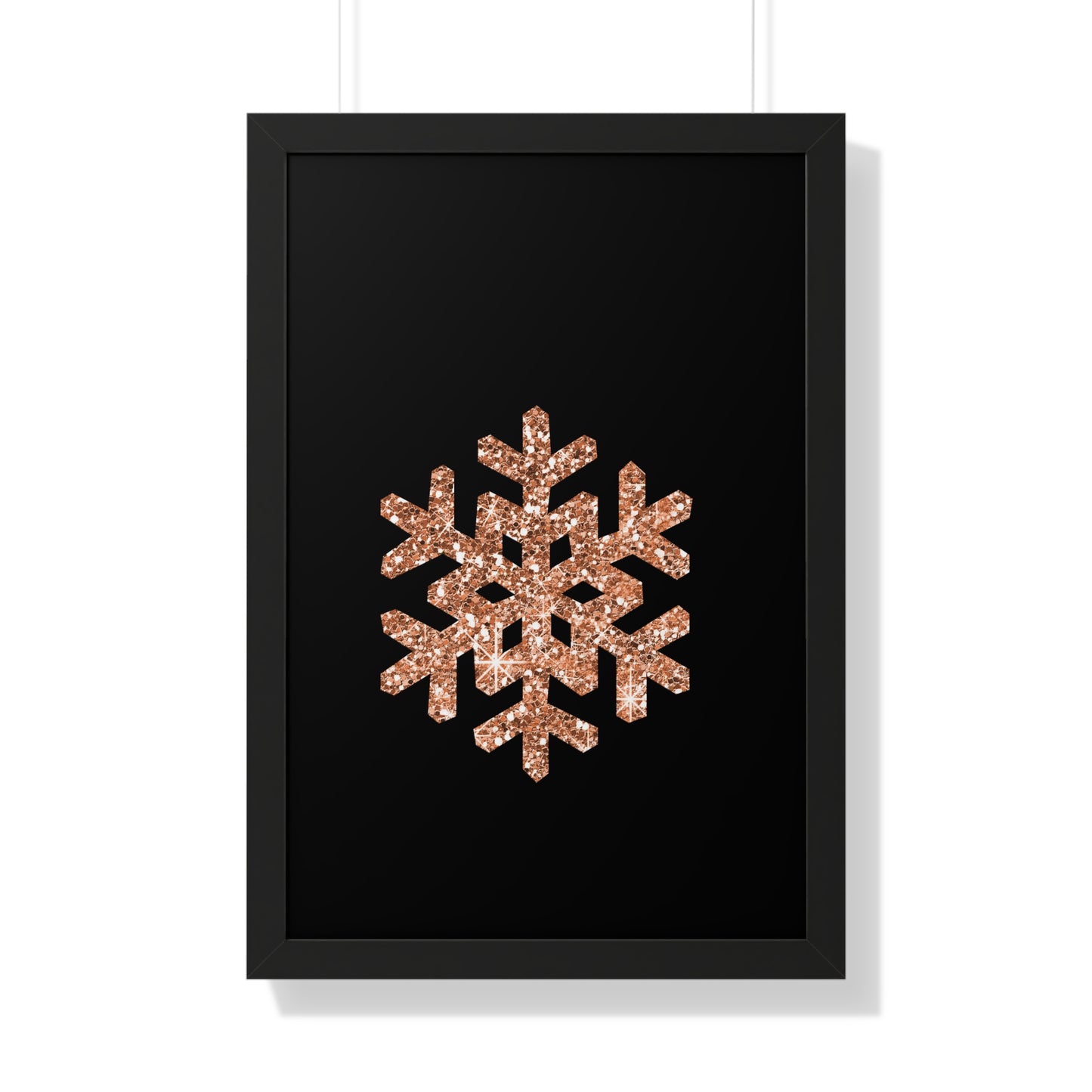 Rose Gold Snowflake Art Framed Vertical Poster