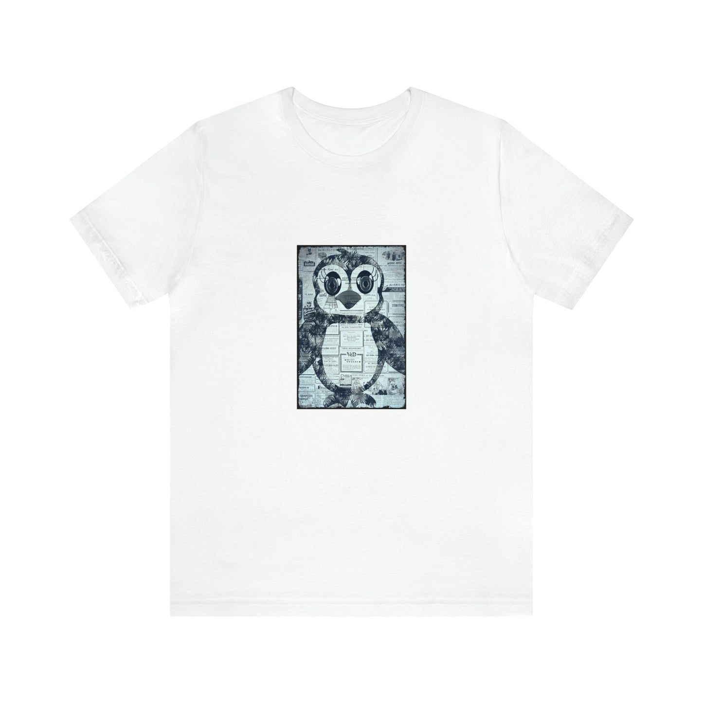 The Penguinie Newspaper Art Black & White Unisex Jersey Short Sleeve Tee