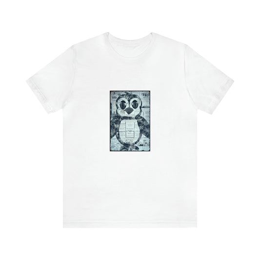 The Penguinie Newspaper Art Black & White Unisex Jersey Short Sleeve Tee