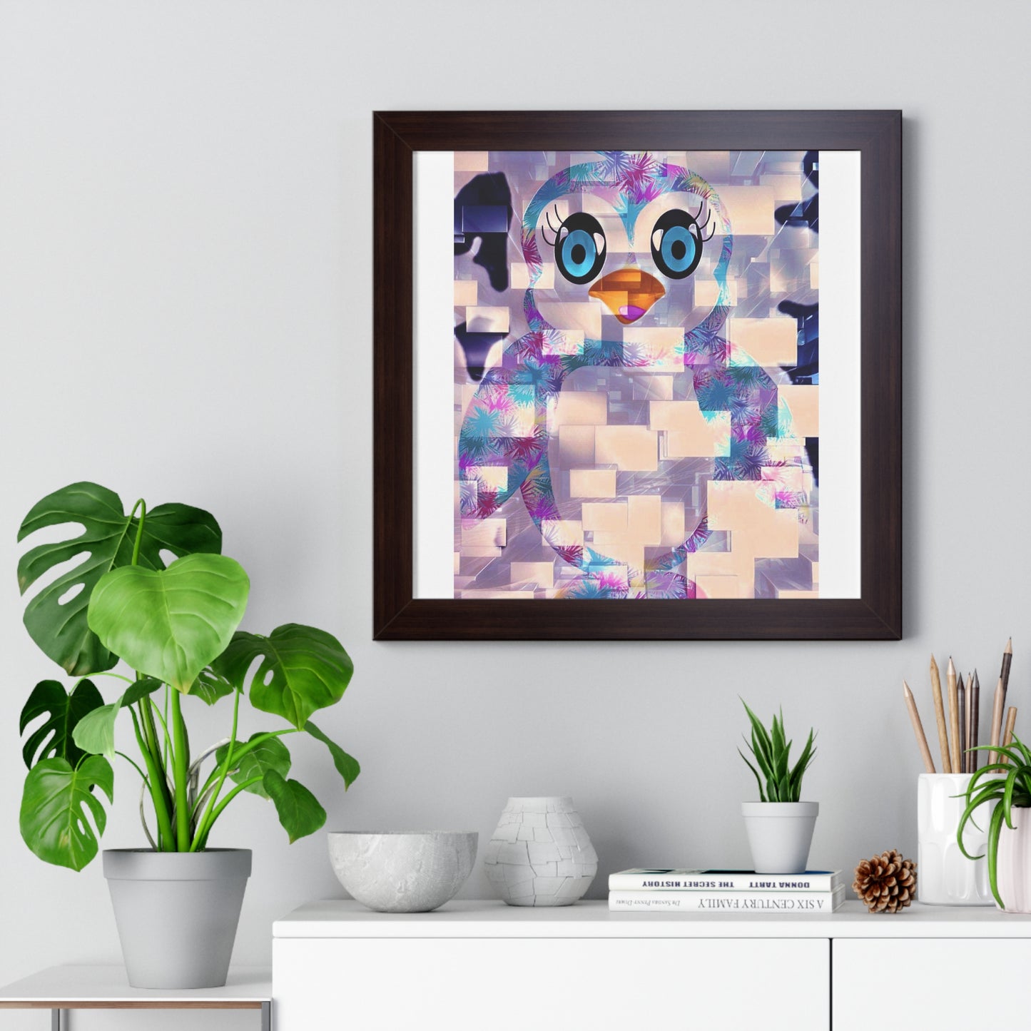 Penguinies Block Art Framed Vertical Poster