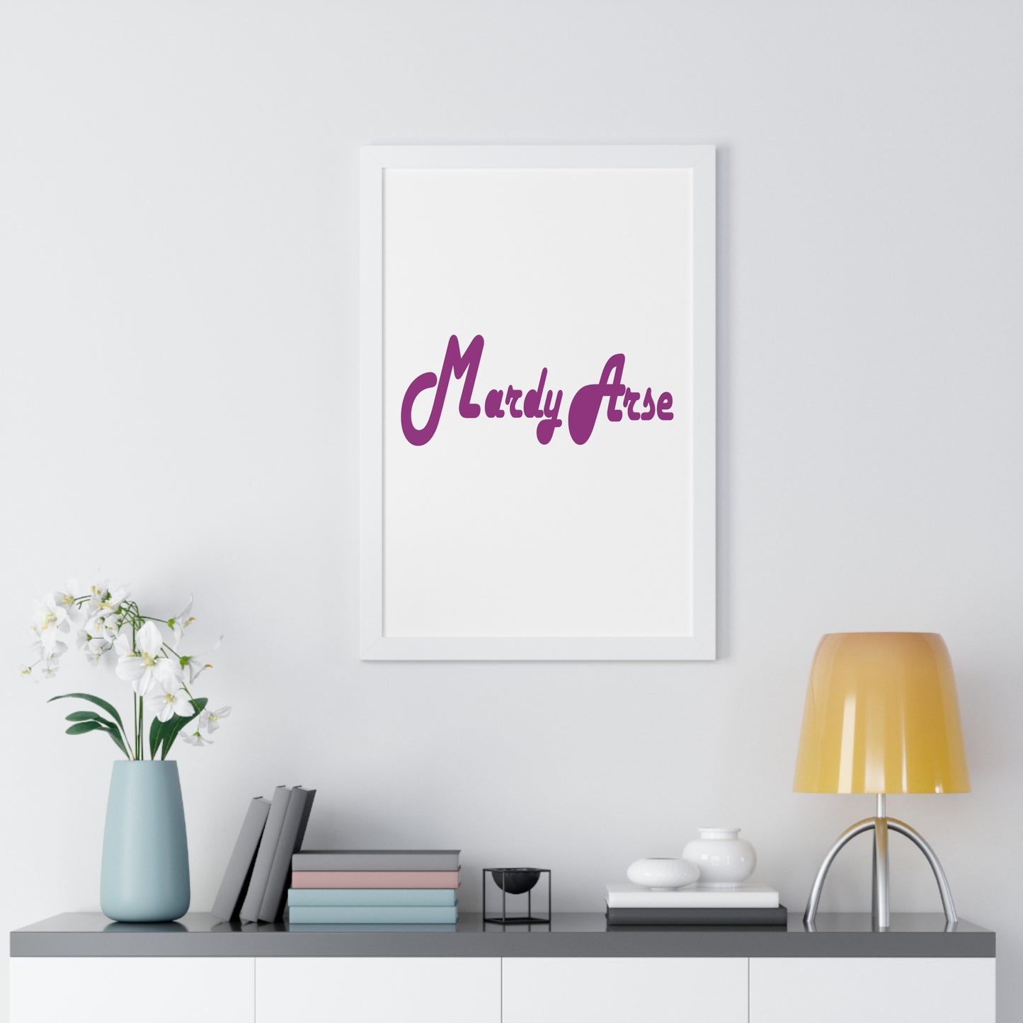 Mardy Arse, Sheffield Dialect Purple Typography Framed Vertical Poster