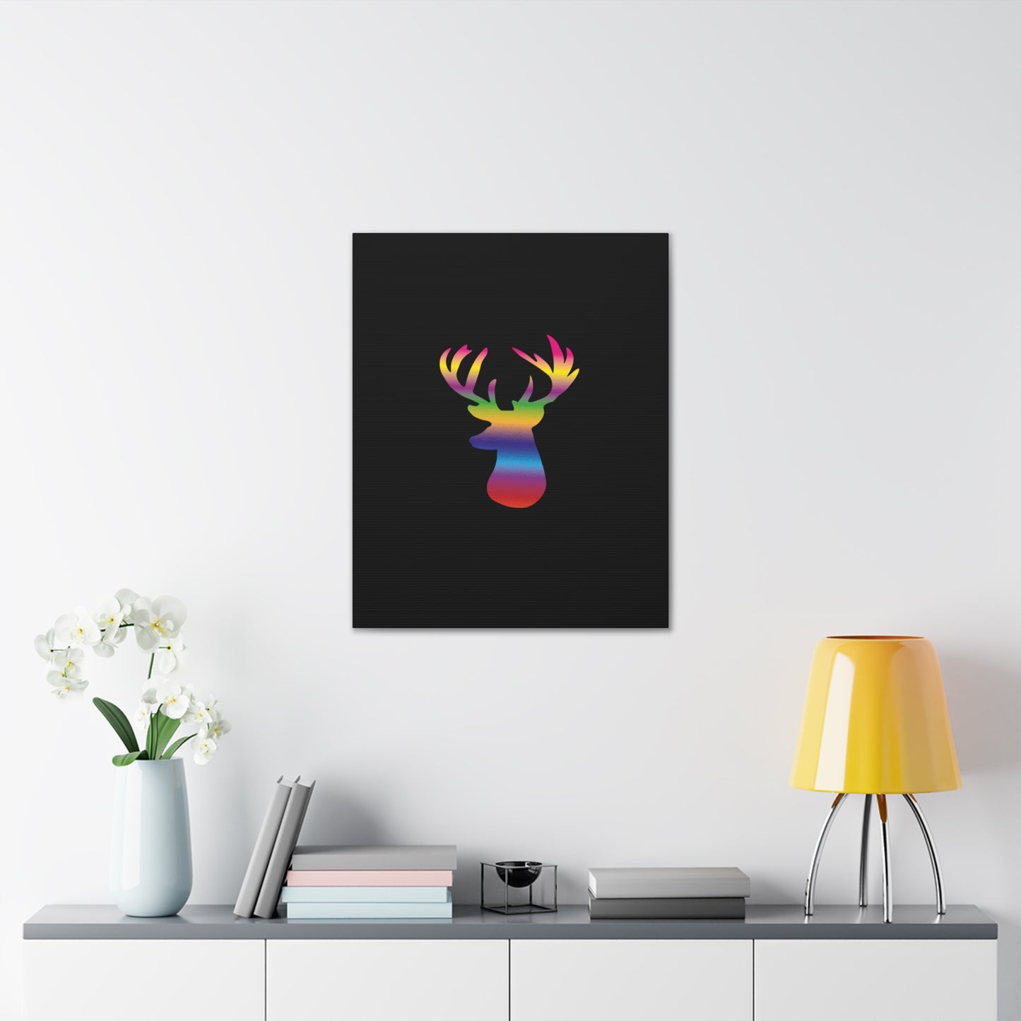 Rainbow Stag Head Canvas Gallery Wraps