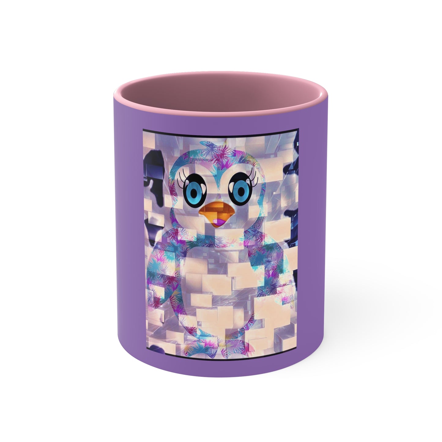 The Penguinies Block Art Purple Accent Coffee Mug, 11oz