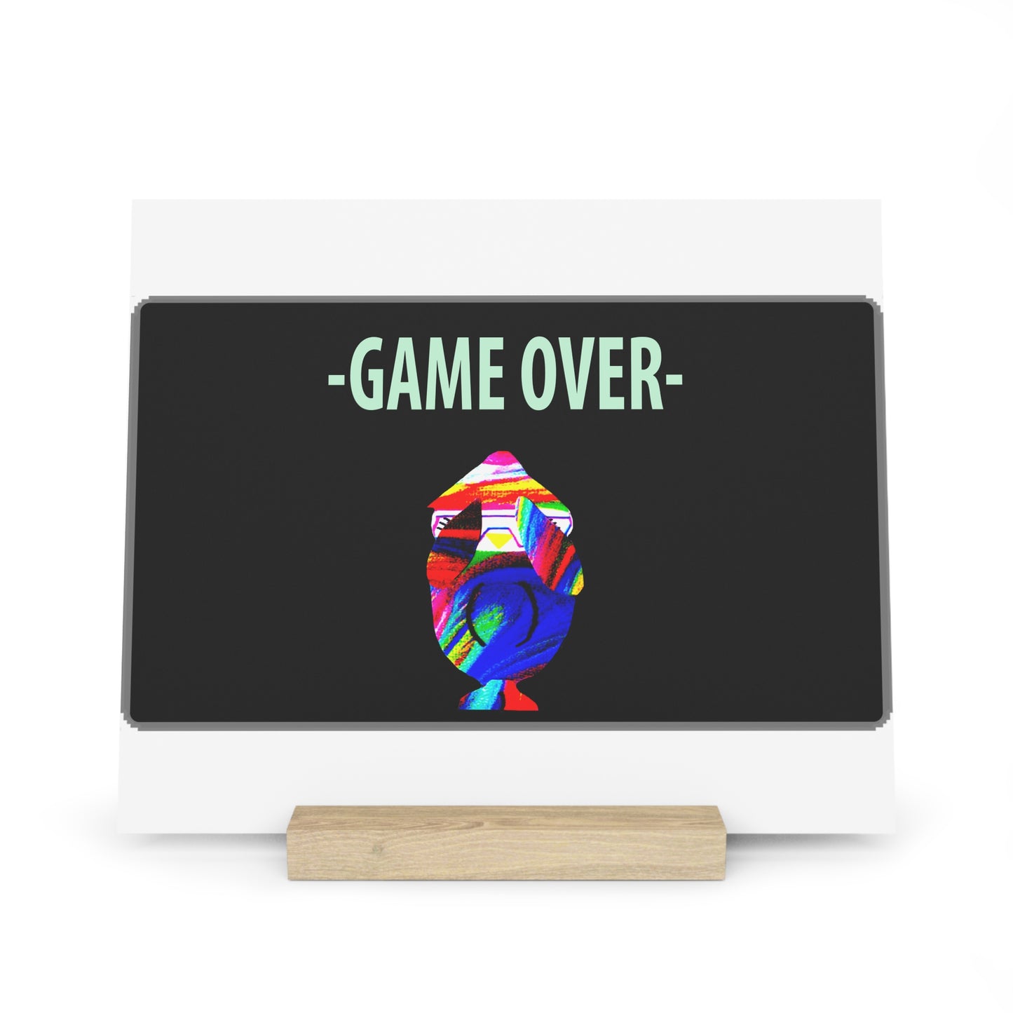 The Penguinies Retro Game Over Art Scene Gallery Board with Stand