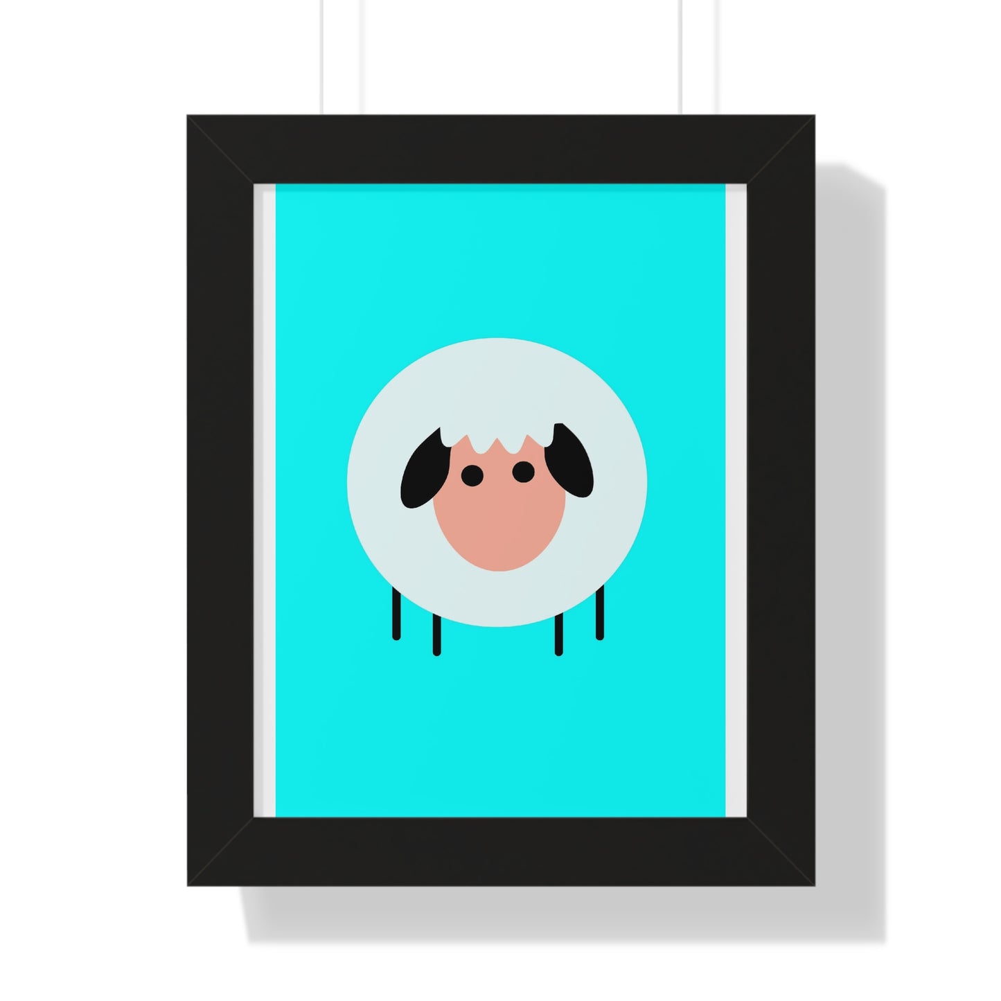 Sheep Blue Art Framed Vertical Poster