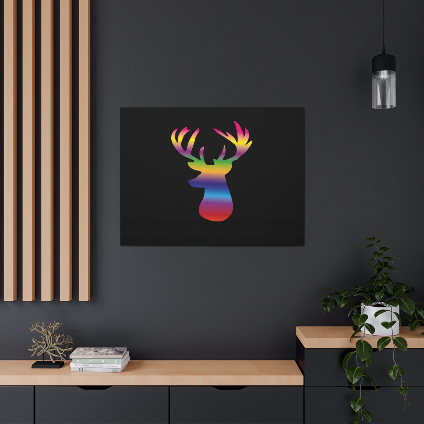 Rainbow Stag Head Canvas Gallery Wraps