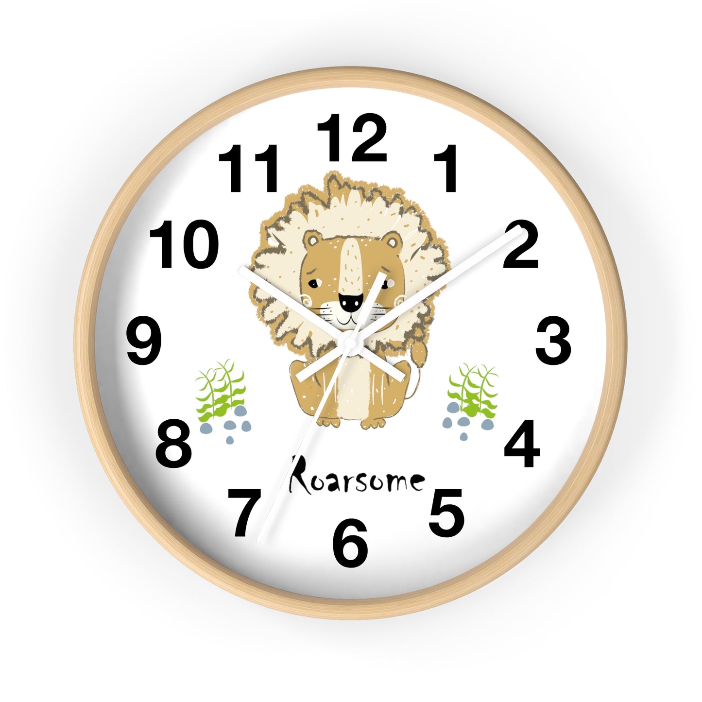 Lion Roarsome Illustration Black Writing Wall Clock