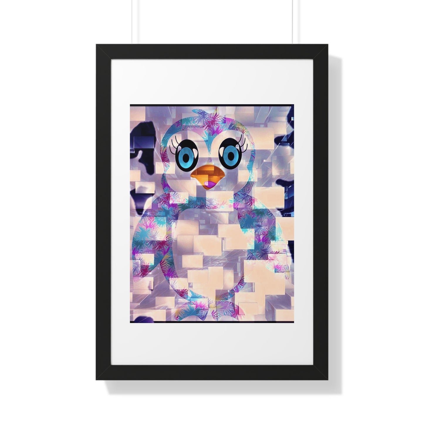 Penguinies Block Art Framed Vertical Poster