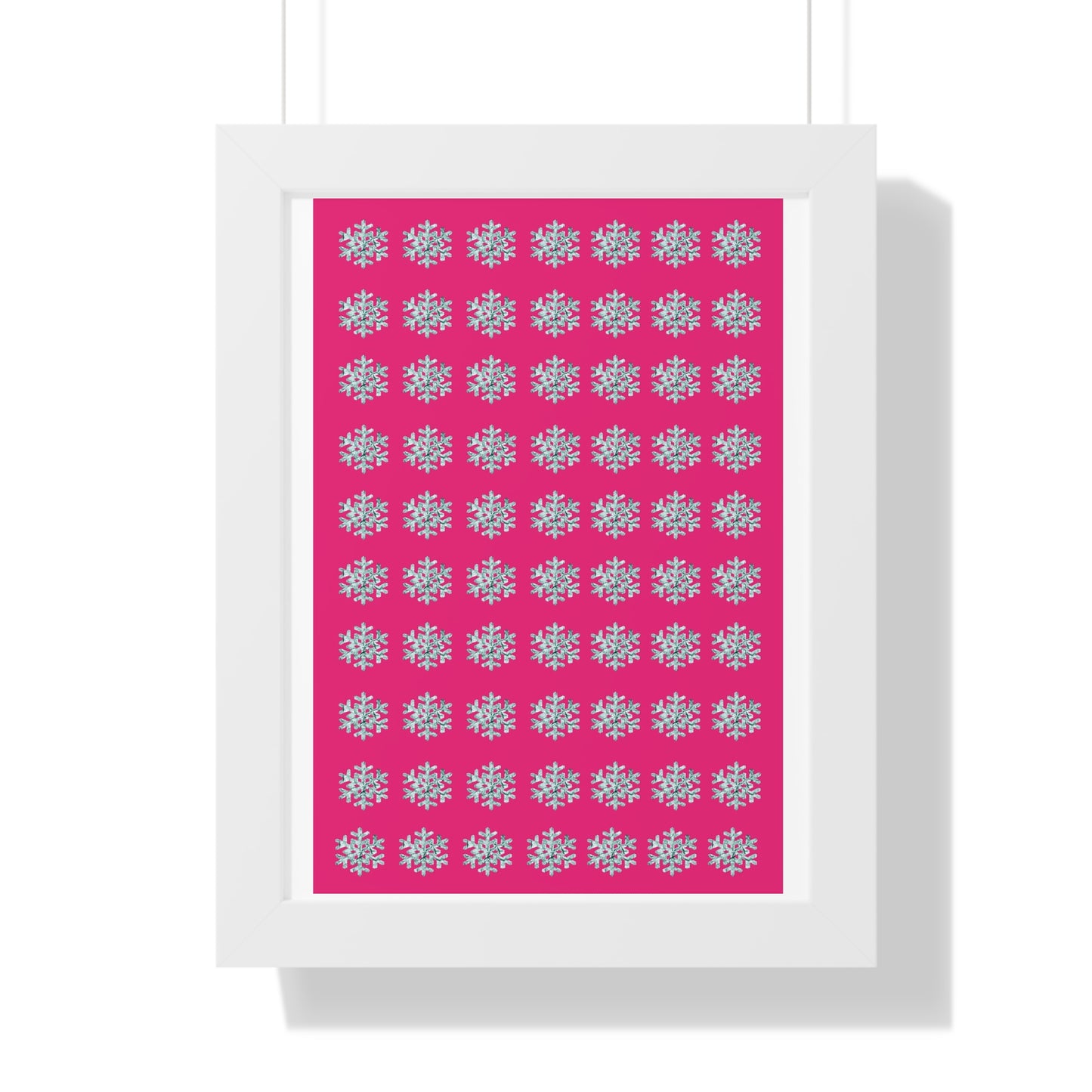 Snowflake Pattern Pink Framed Vertical Poster