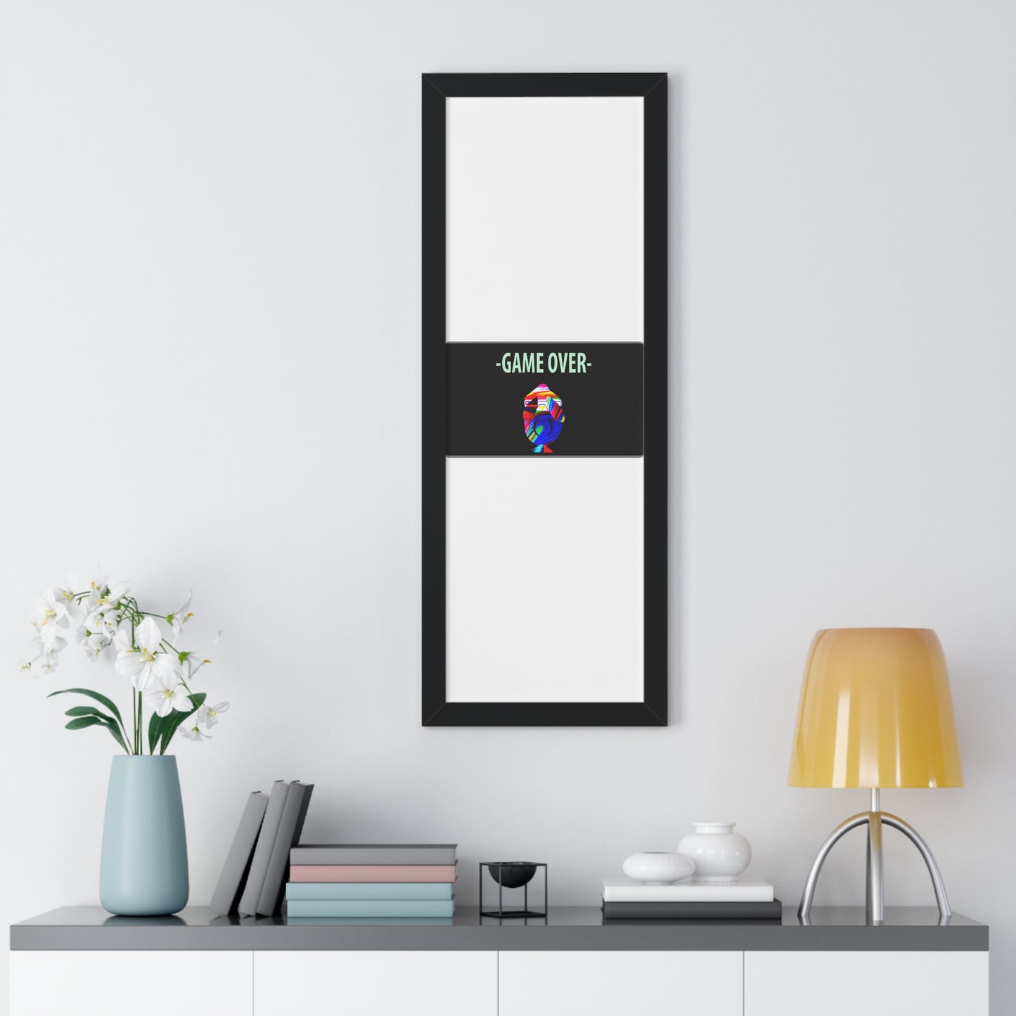 The Penguinies Original - Retro Game Over First Game App Framed Vertical Poster