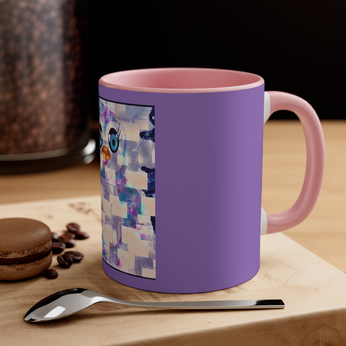 The Penguinies Block Art Purple Accent Coffee Mug, 11oz