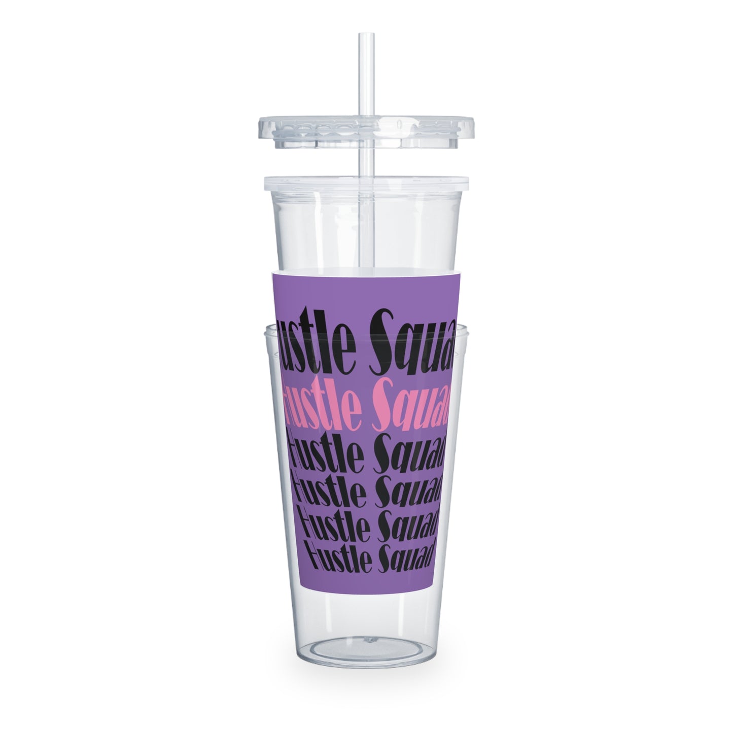 Hustle Squad Purple Plastic Tumbler with Straw