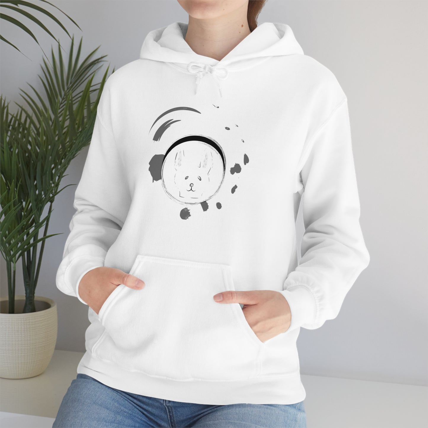 Rabbit Ink Black & White Art Unisex Heavy Blend™ Hooded Sweatshirt