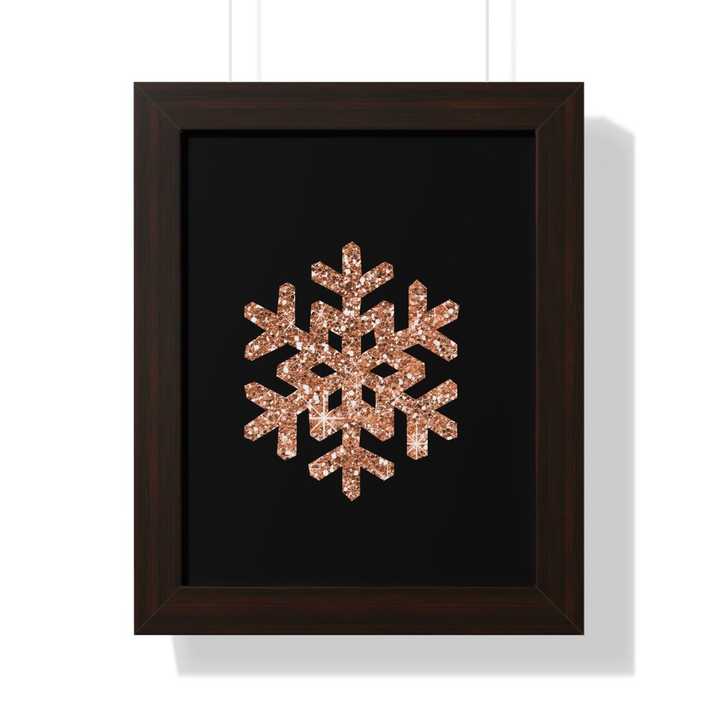 Rose Gold Snowflake Art Framed Vertical Poster