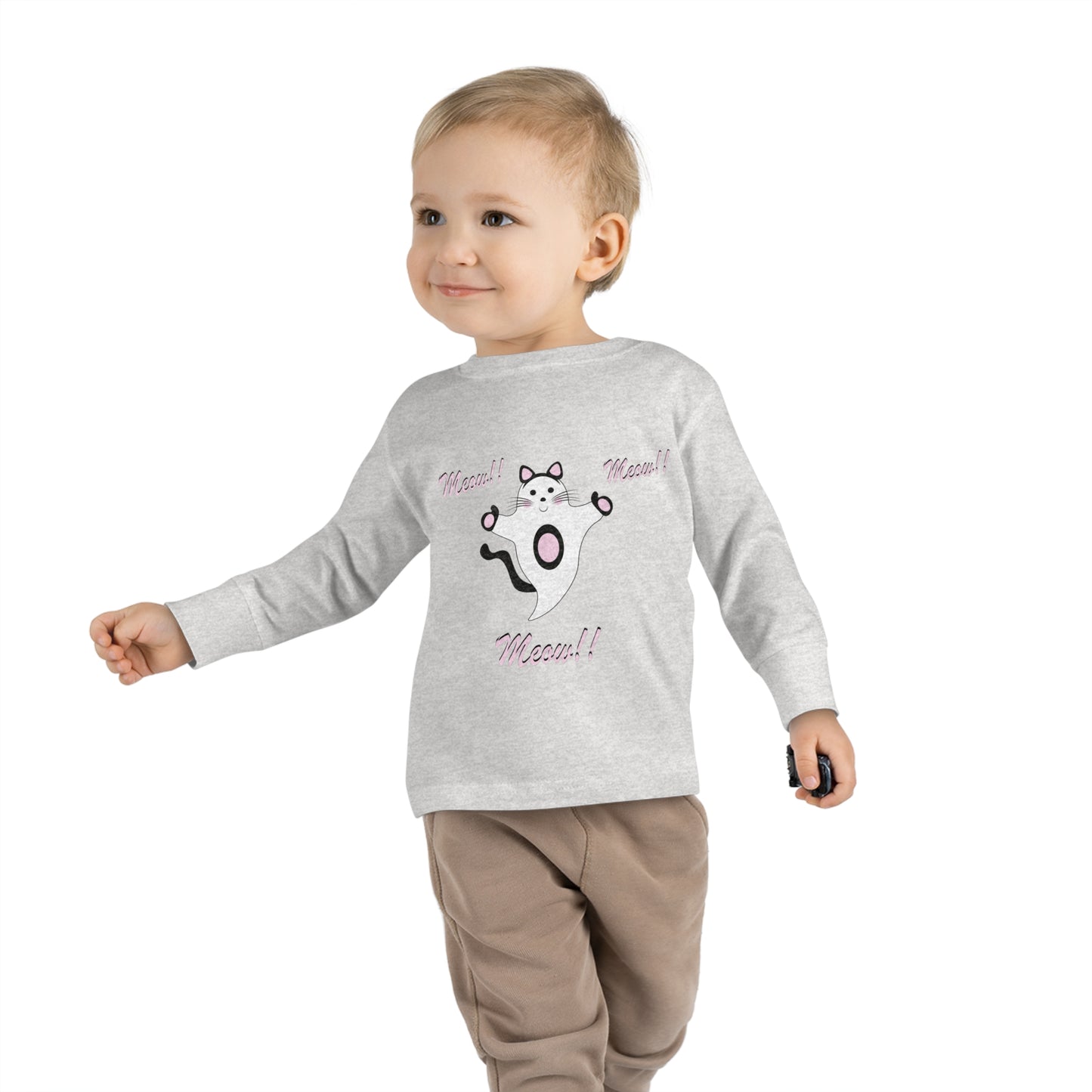 Meow!! Cat Ghost Toddler Long Sleeve Tee