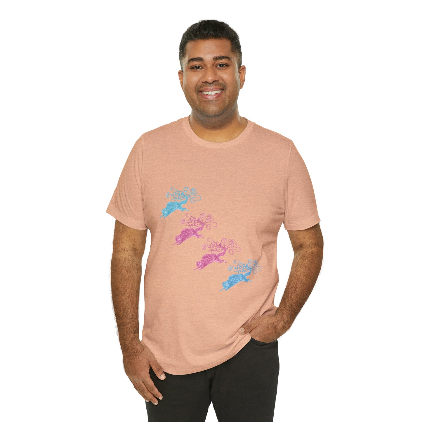 Pink & Blue Cat's Tail's Art Unisex Jersey Short Sleeve Tee