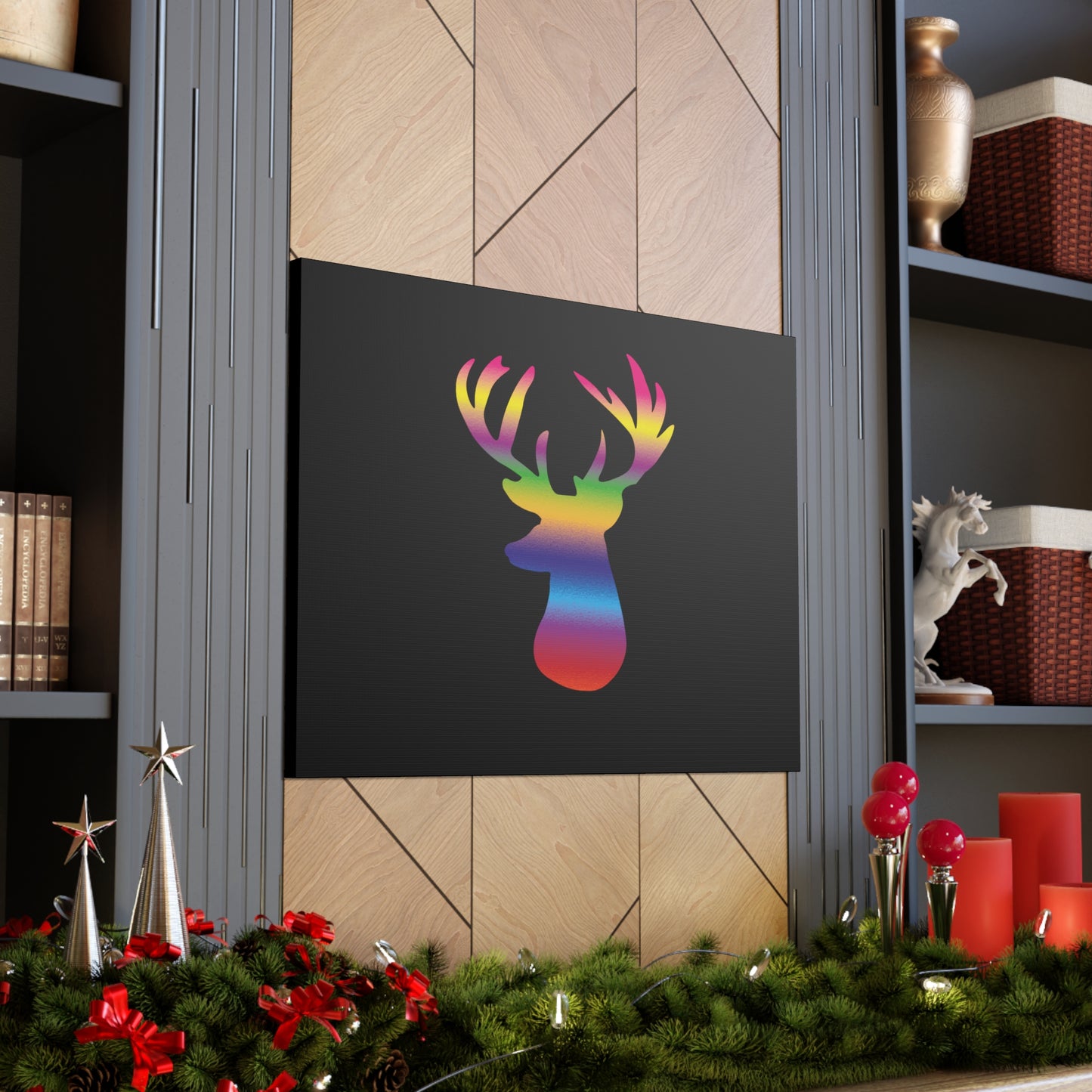 Rainbow Stag Head Canvas Gallery Wraps