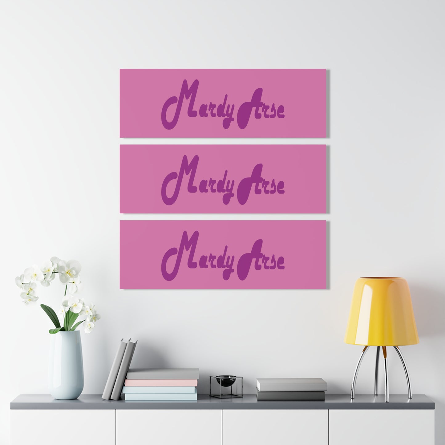 Mardy Arse, Sheffield Dialect Purple Typography Art Acrylic Prints (Triptych)