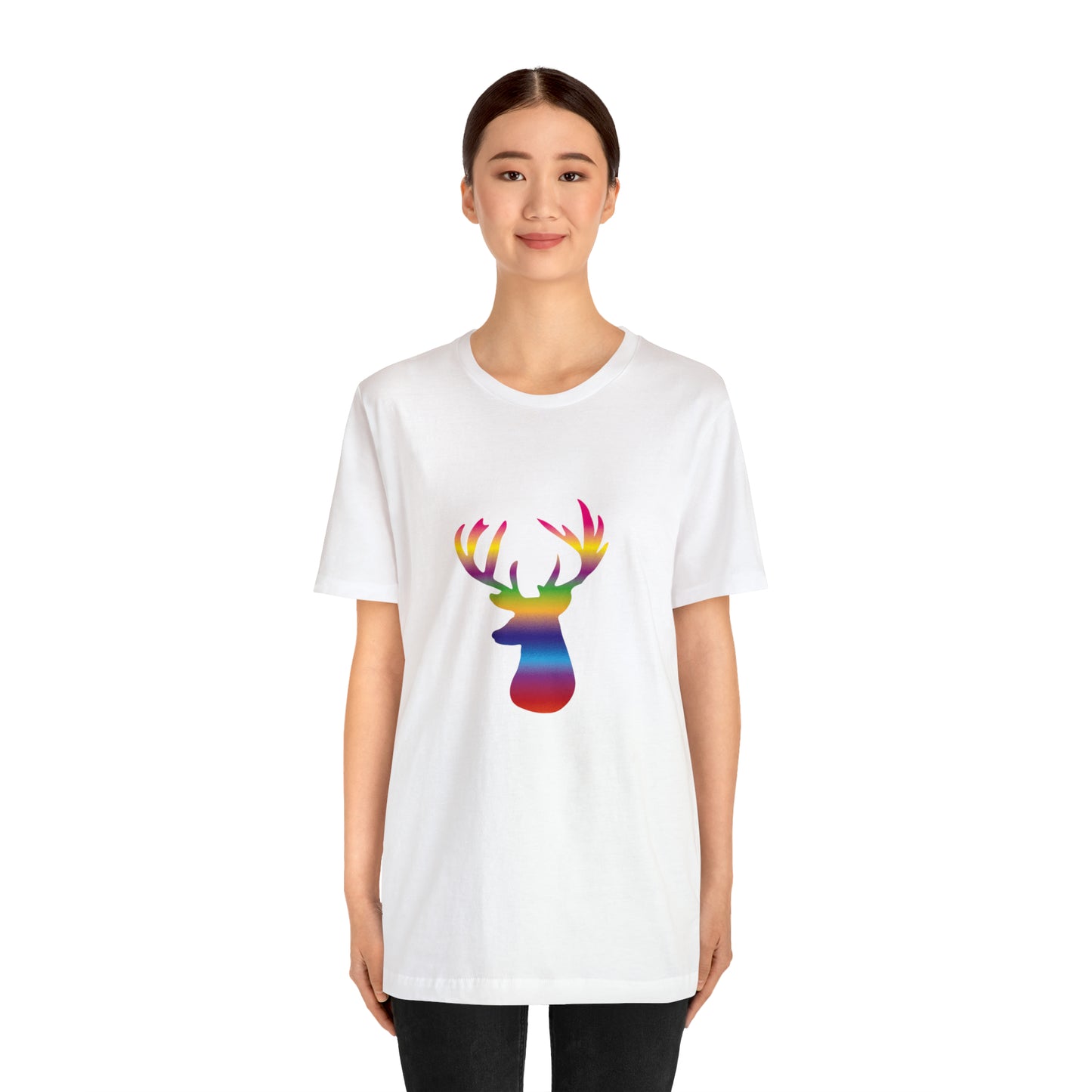 Rainbow Stag Head Unisex Jersey Short Sleeve Tee