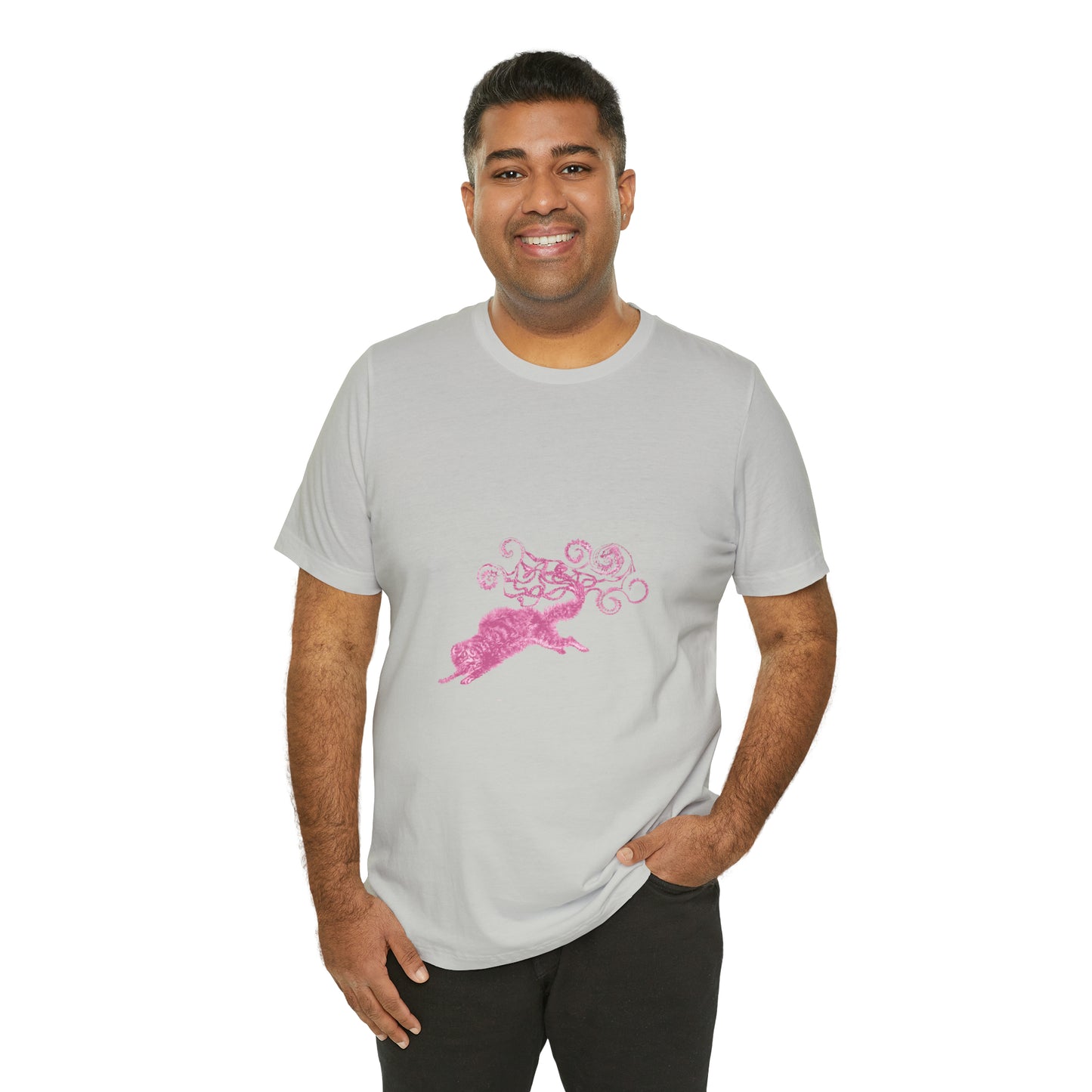 Pink Cat's Tail Art Unisex Jersey Short Sleeve Tee