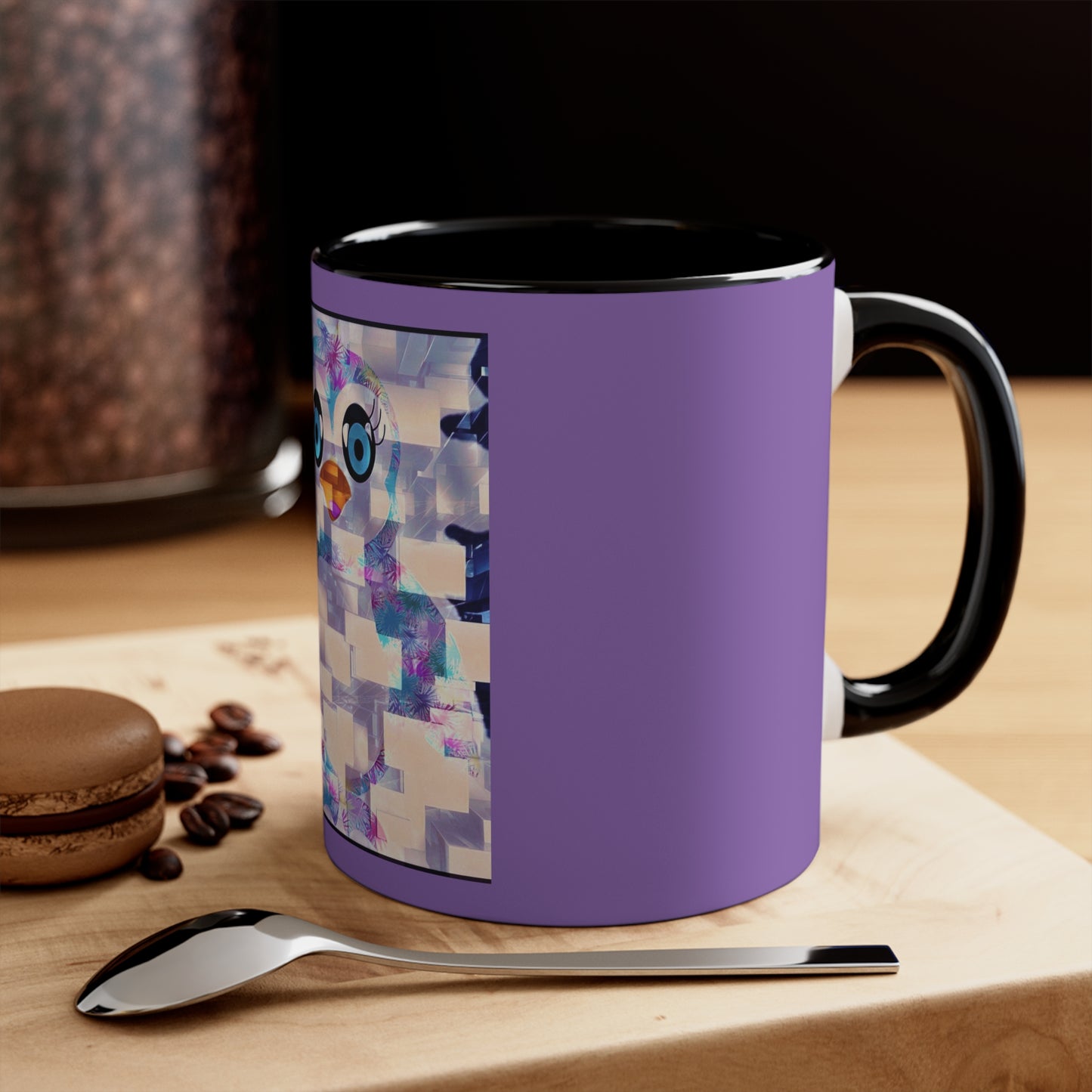 The Penguinies Block Art Purple Accent Coffee Mug, 11oz