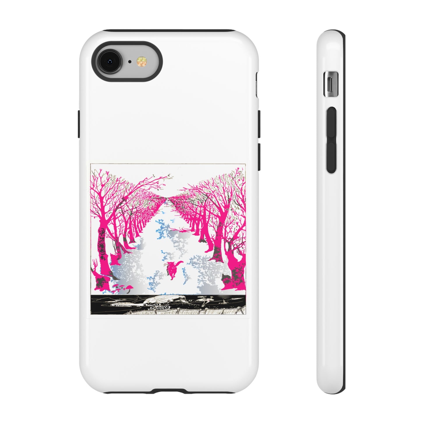 Pink Cat in the Woods Art Tough Cases