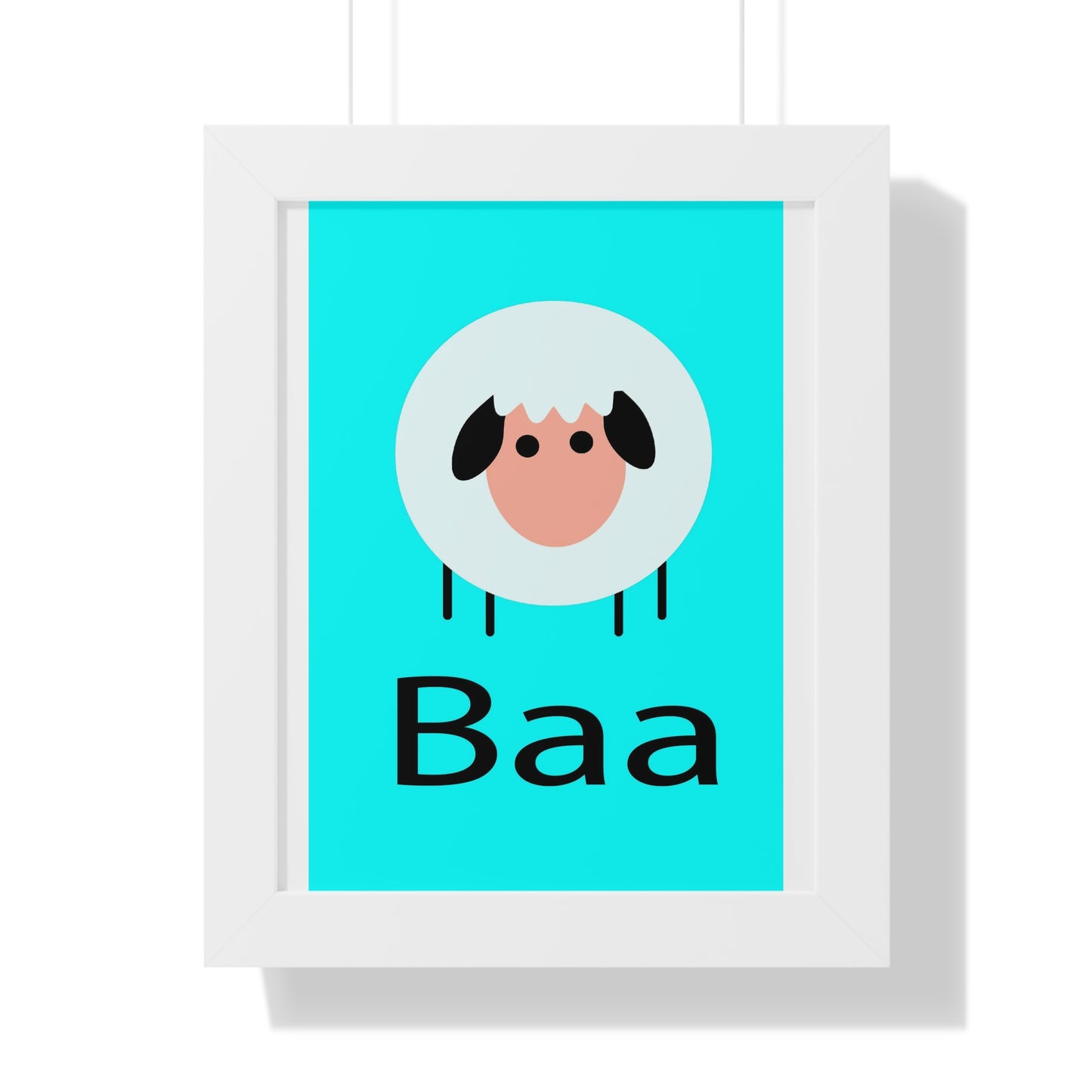 Sheep Baa Blue Art Framed Vertical Poster