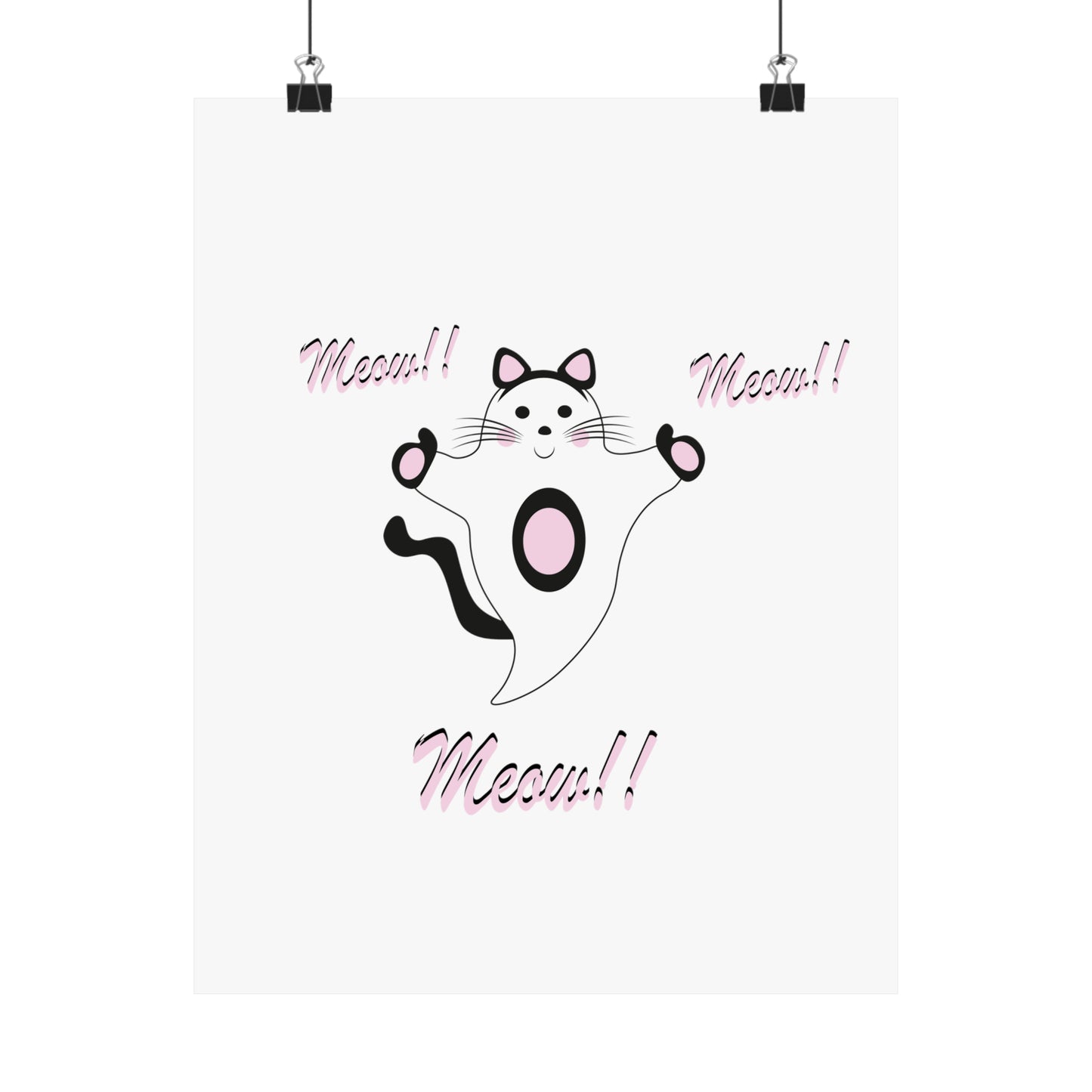 Meow Cat Ghost Halloween Matte Vertical Posters