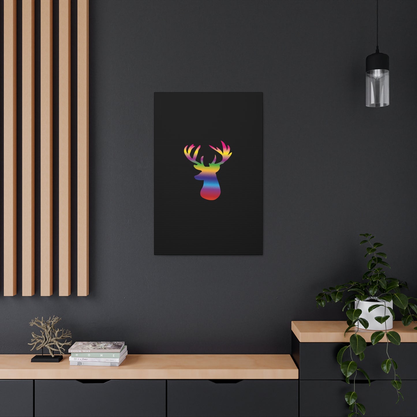 Rainbow Stag Head Canvas Gallery Wraps