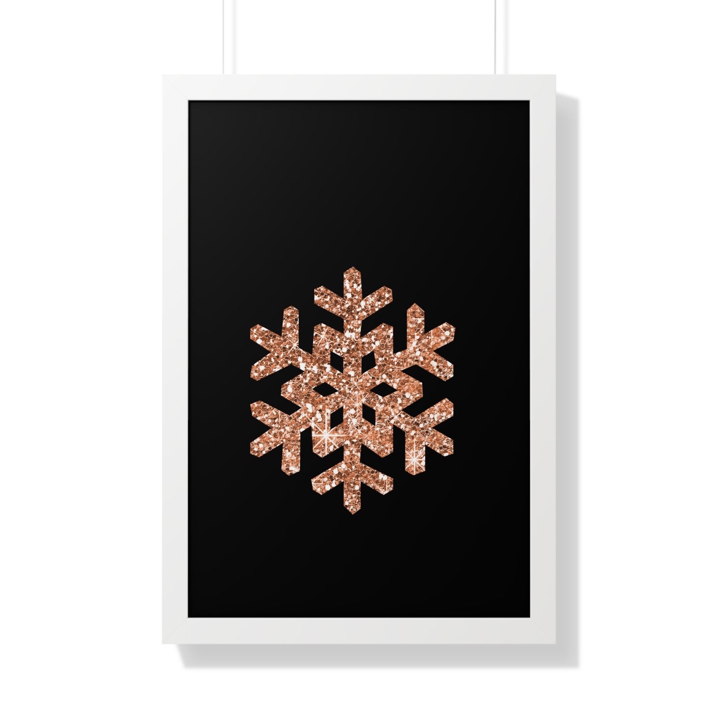 Rose Gold Snowflake Art Framed Vertical Poster