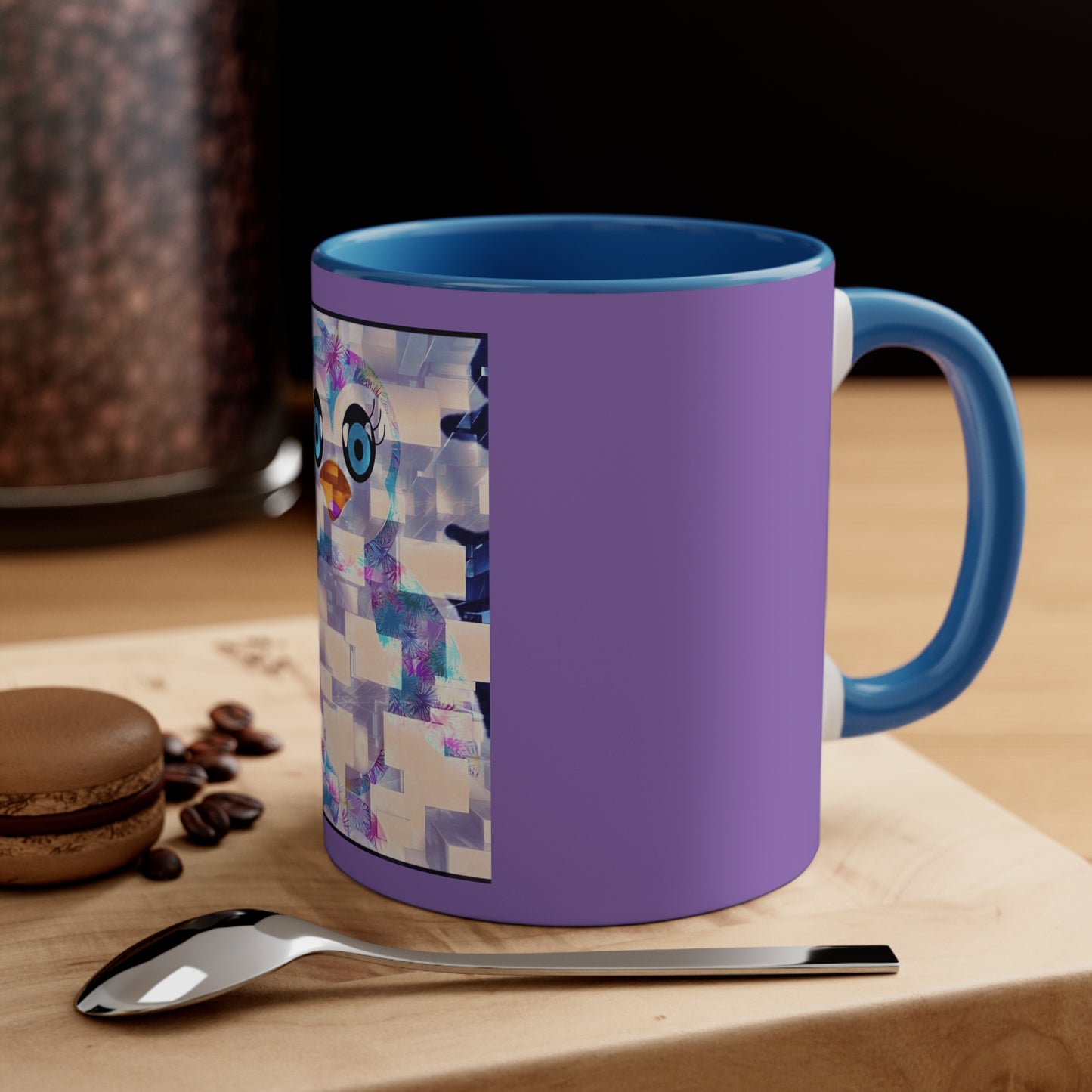 The Penguinies Block Art Purple Accent Coffee Mug, 11oz