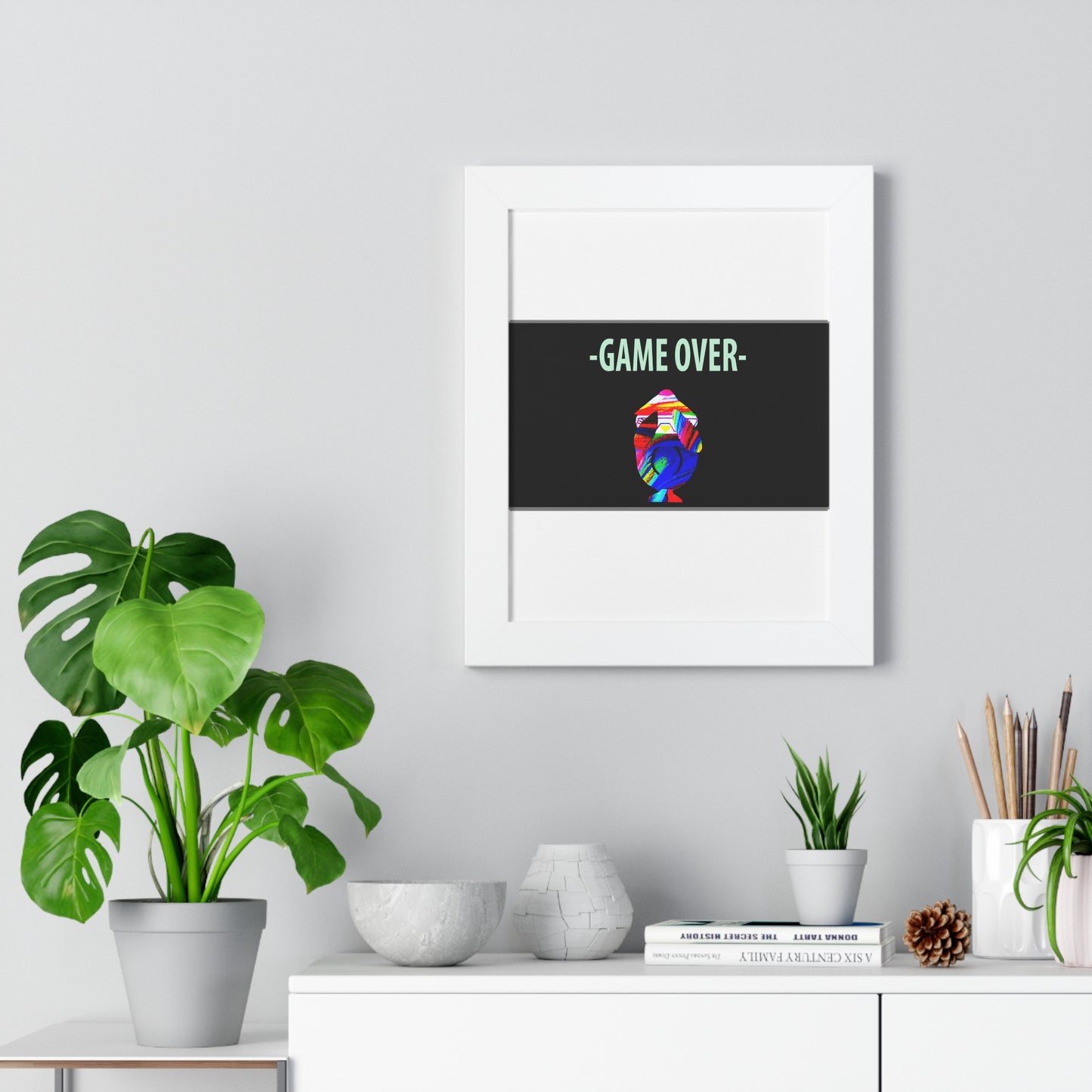 The Penguinies Original - Retro Game Over First Game App Framed Vertical Poster