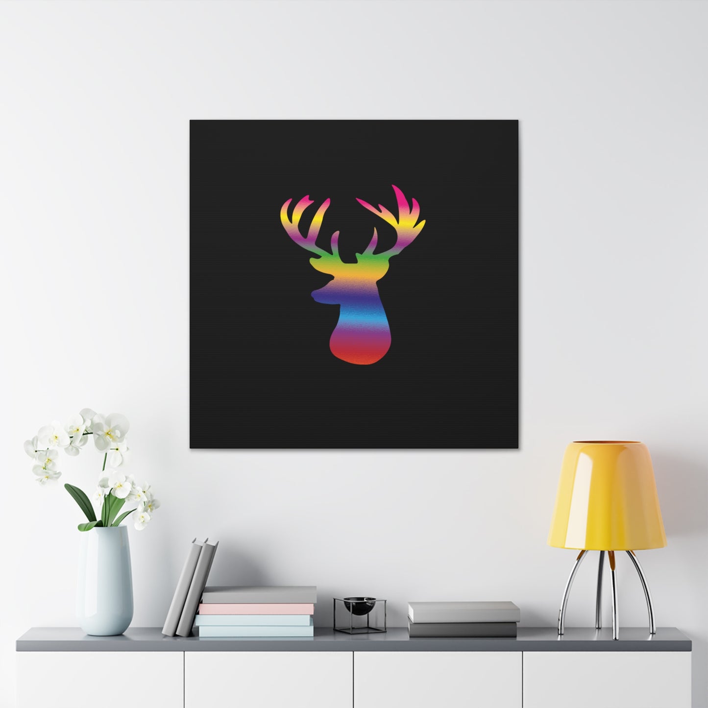 Rainbow Stag Head Canvas Gallery Wraps