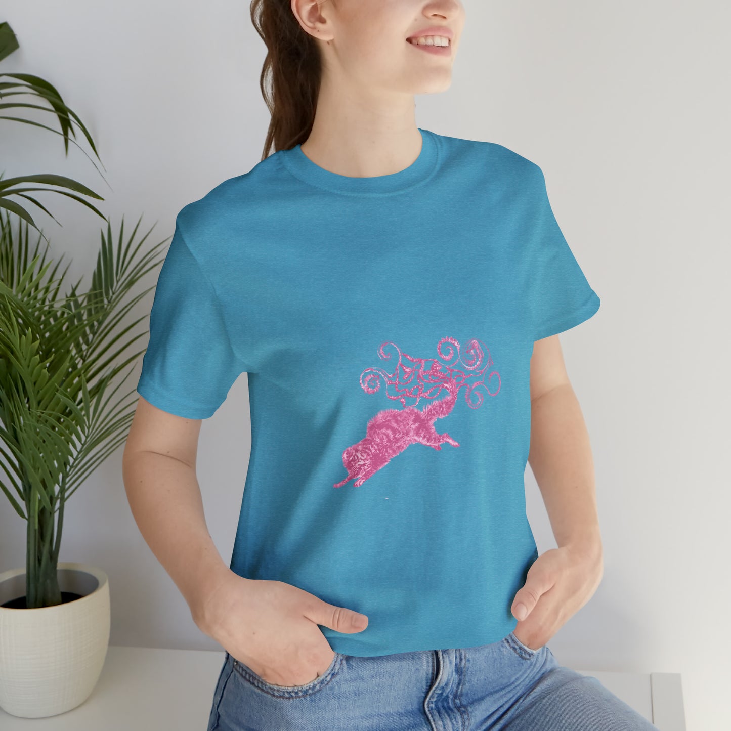 Pink Cat's Tail Art Unisex Jersey Short Sleeve Tee